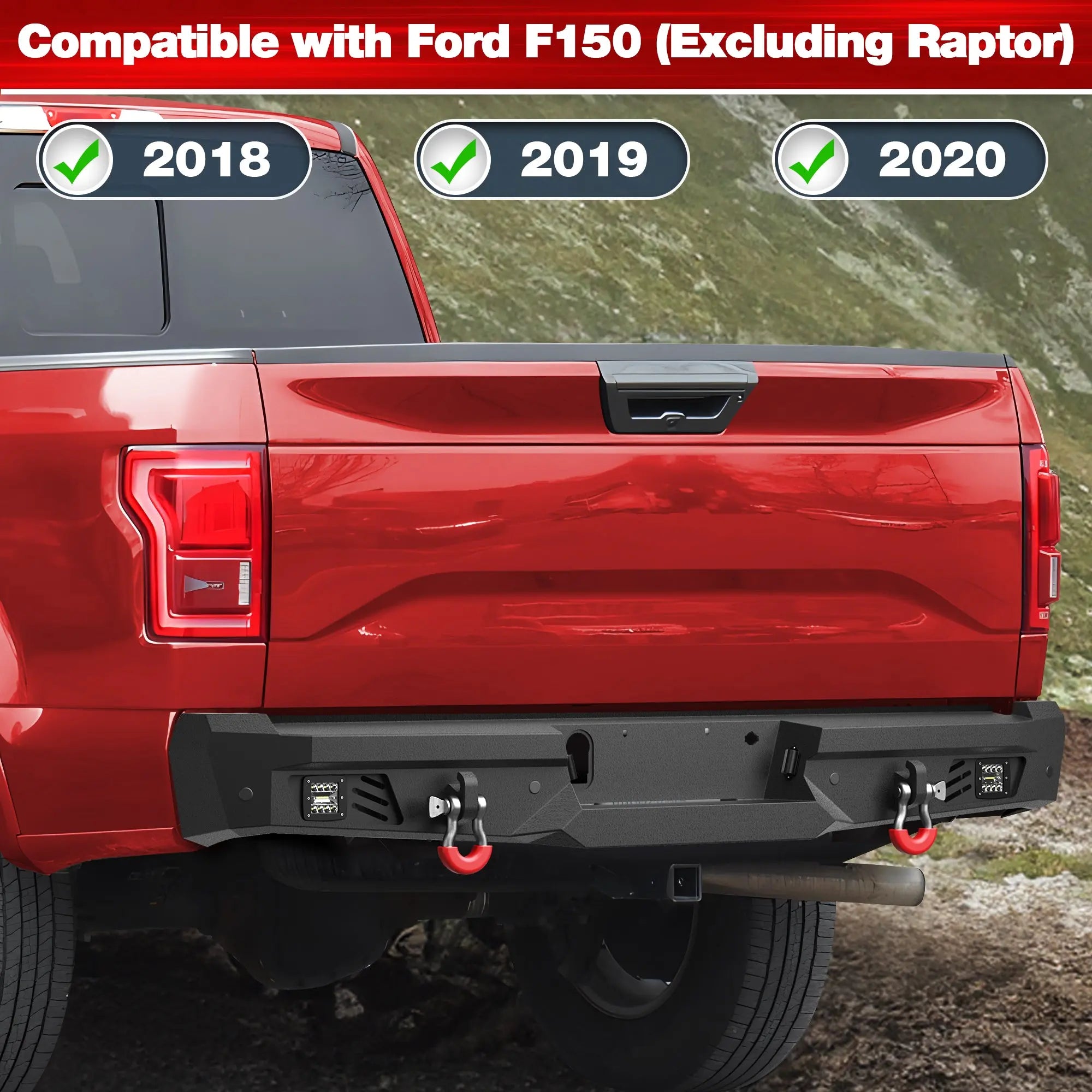 Longsun F150 Front and Rear Bumper Set for 2018 2019 2020 Ford F150 Pickup Truck (Not Fit Raptor)