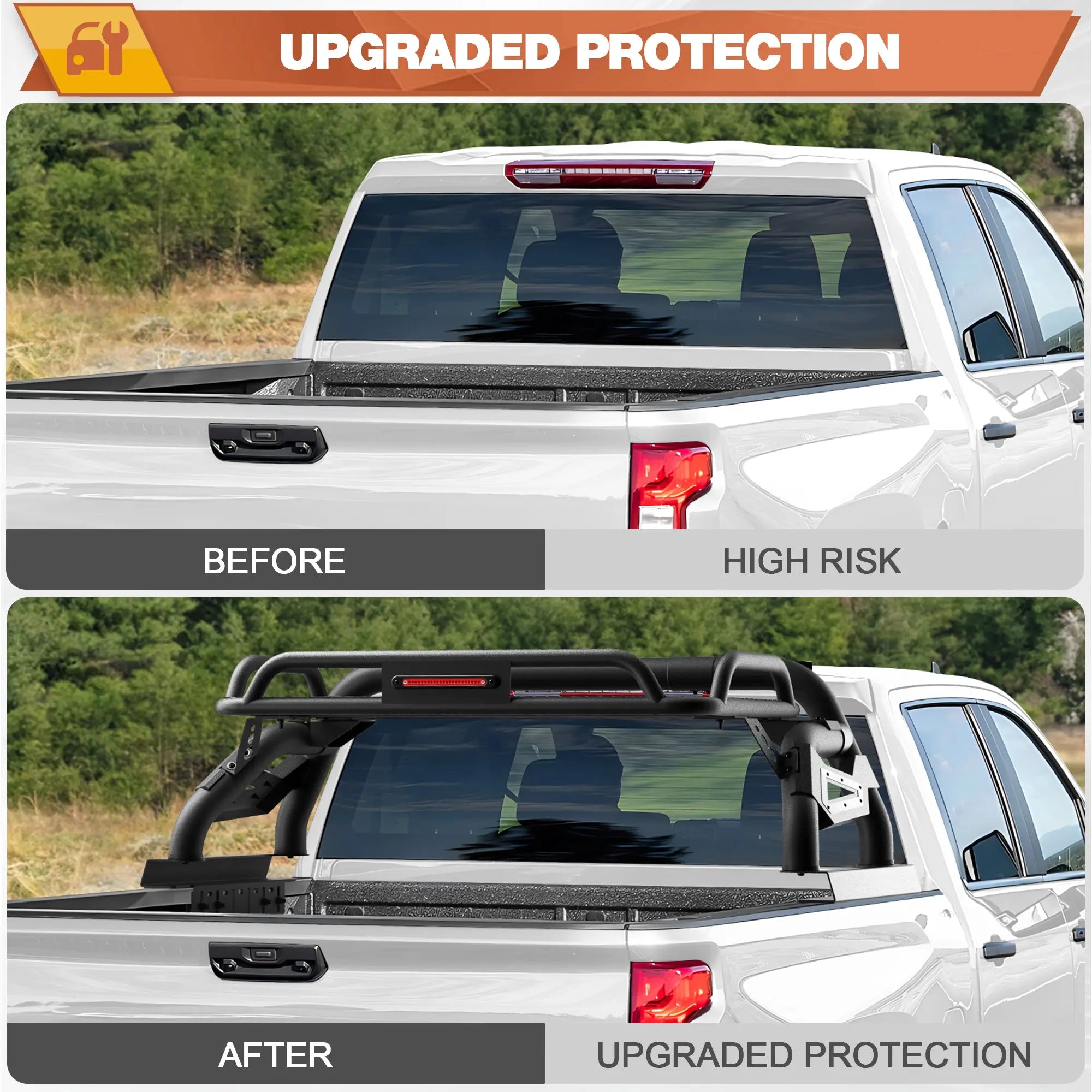 Truck Roll Bar with Cargo Basket for F-150, Ram 1500, Silverado 1500, Sierra 1500, Tundra & Titan, Steel Chase Rack Sport Bar