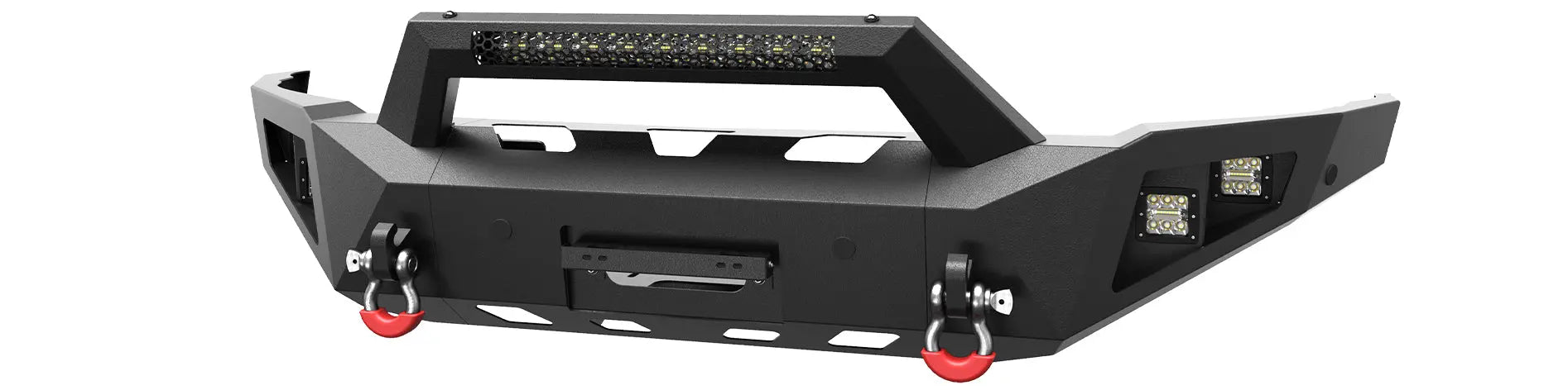 Longsun Front Bumper for 2015 2016 2017 2018 2019 Chevy Silverado 2500HD 3500HD | Heavy-Duty Steel Front Bumper with Winch Plate, LED Lights, D-Ring & Parking Sensor Holes