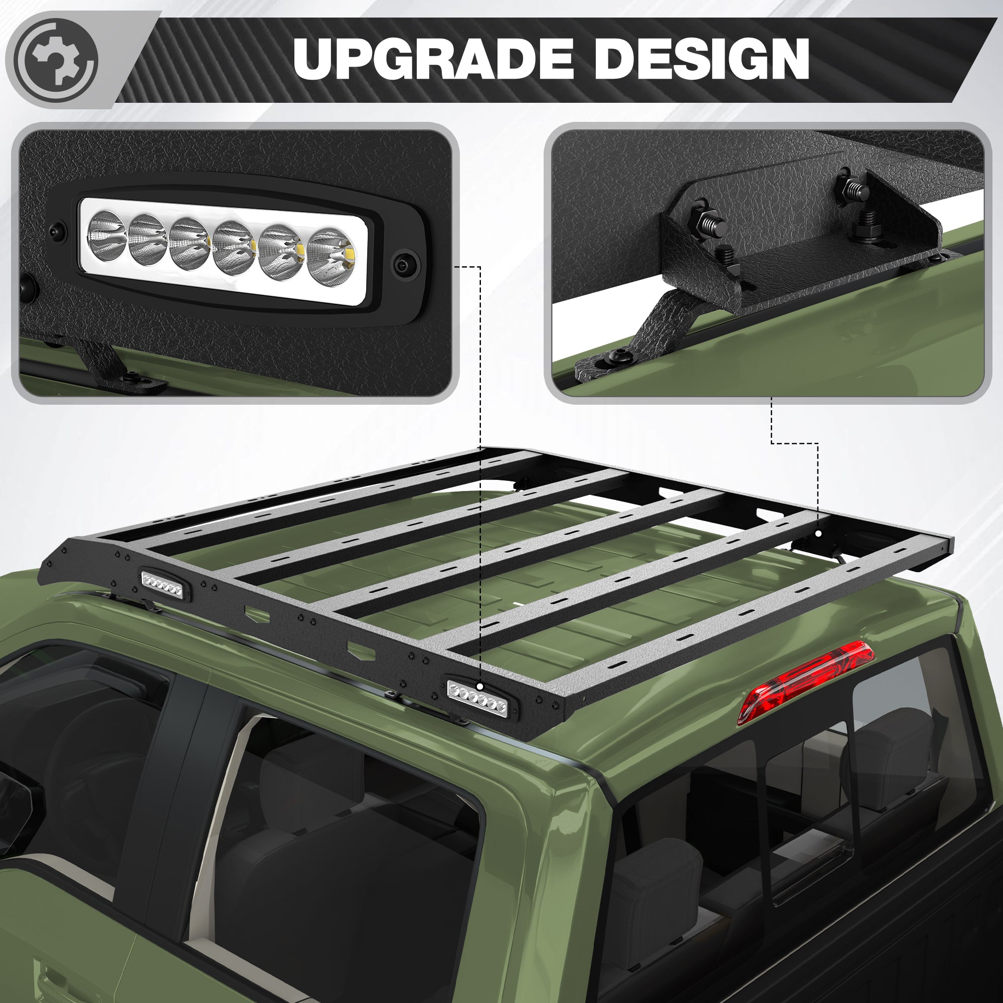 F150 Roof Rack Top Cargo Carrier with Side LED Lights Compatible with 2009 2010 2011 2012 2013 2014 Ford F150 7th Gen SuperCrew (4 Doors Only)