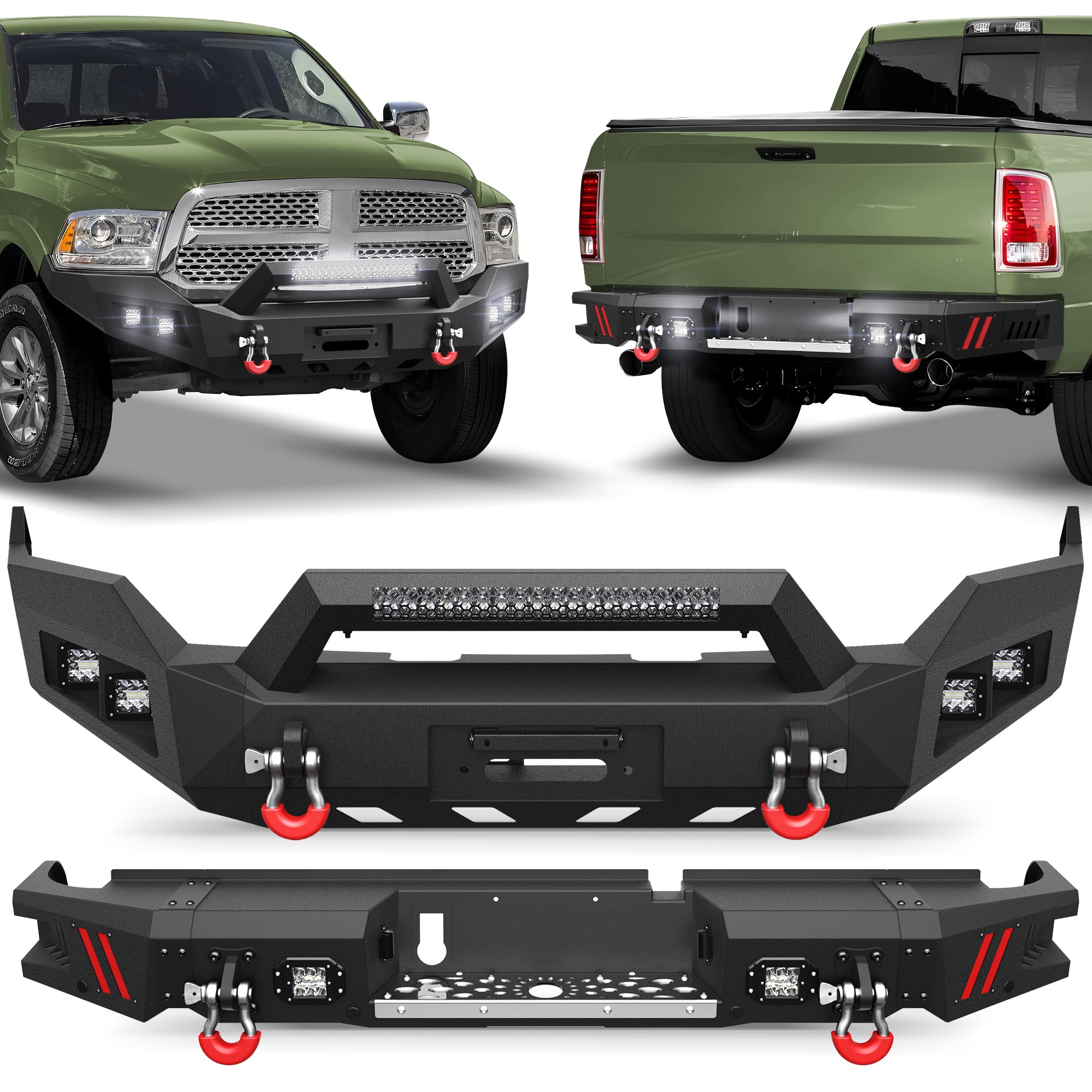 Front & Rear Bumper Kit for 2013-2018 Ram 1500 & 2019-2024 Ram 1500 Classic