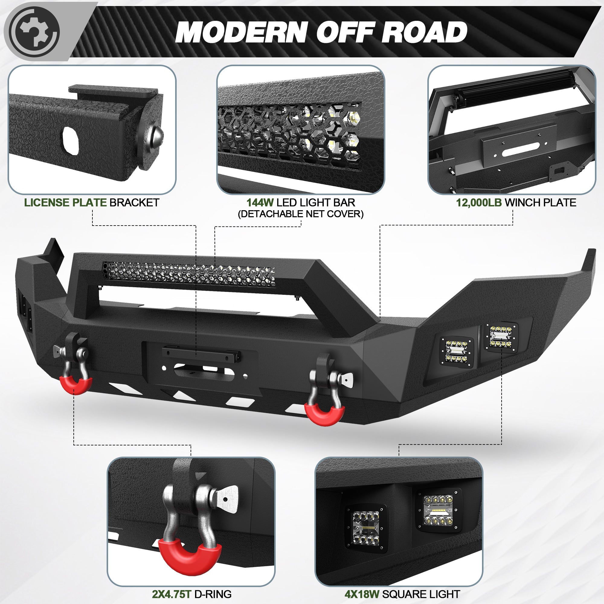 Front & Rear Bumper Kit for 2013-2018 Ram 1500 & 2019-2024 Ram 1500 Classic