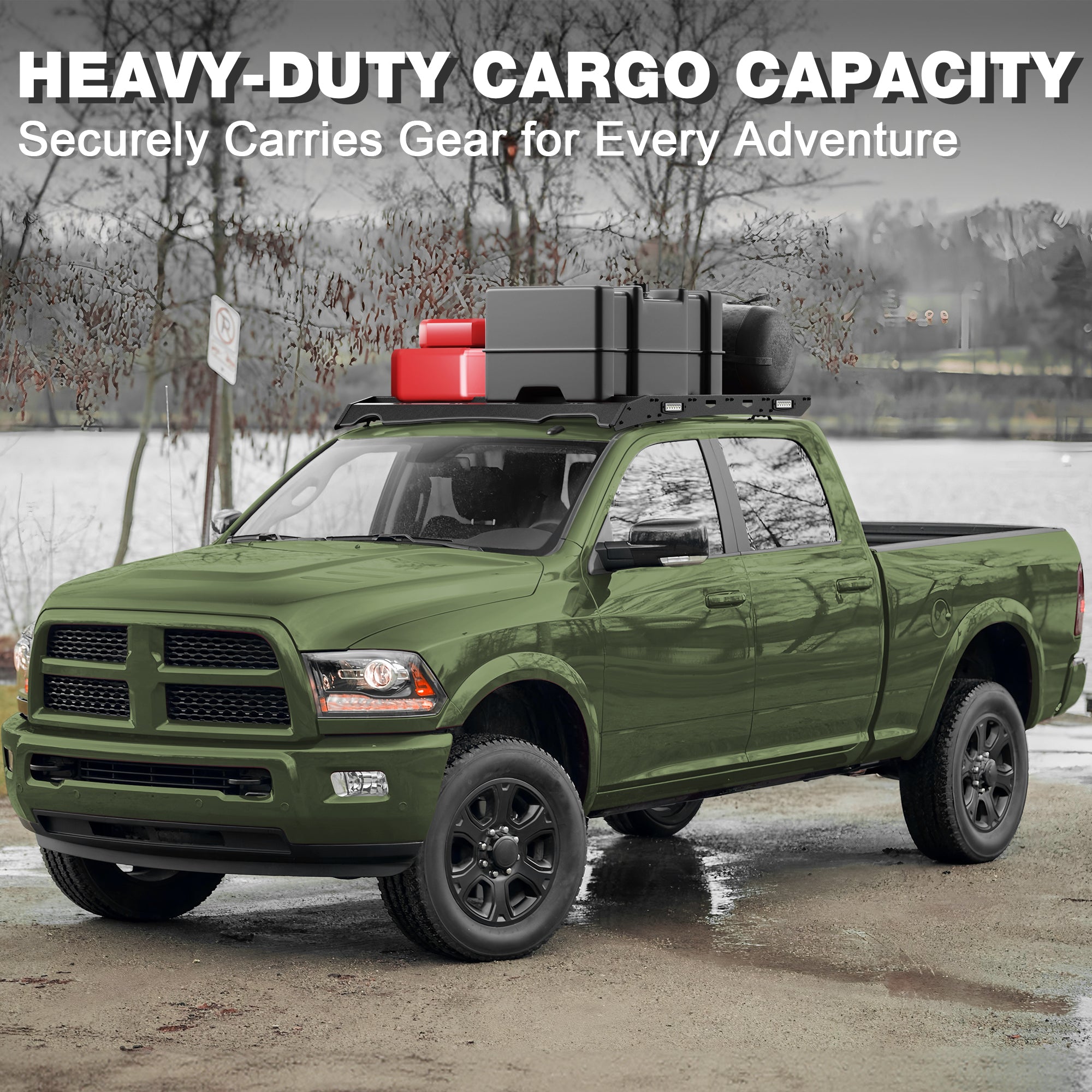 RAM 2500 Roof Rack Rooftop Cargo Rack for 2010-2018 RAM 2500 Crew Cab 800 lb Rated Load