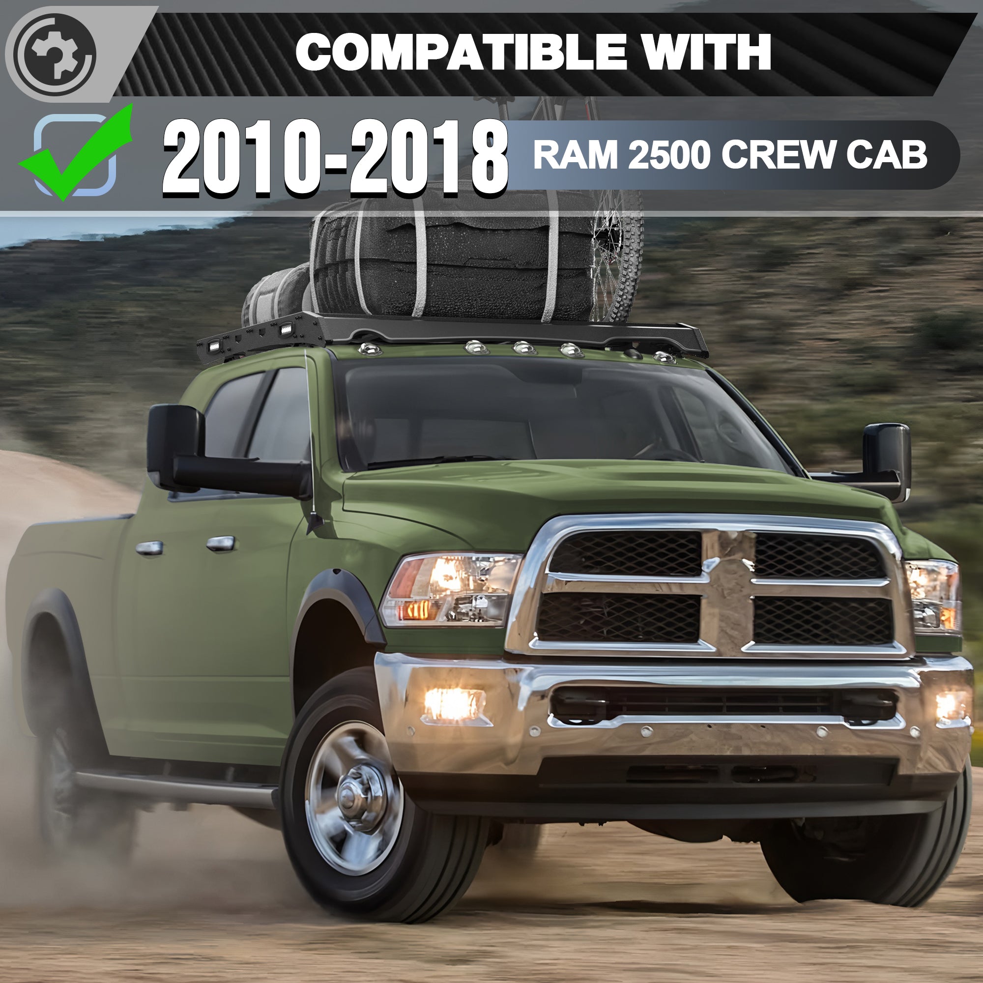 RAM 2500 Roof Rack Rooftop Cargo Rack for 2010-2018 RAM 2500 Crew Cab 800 lb Rated Load
