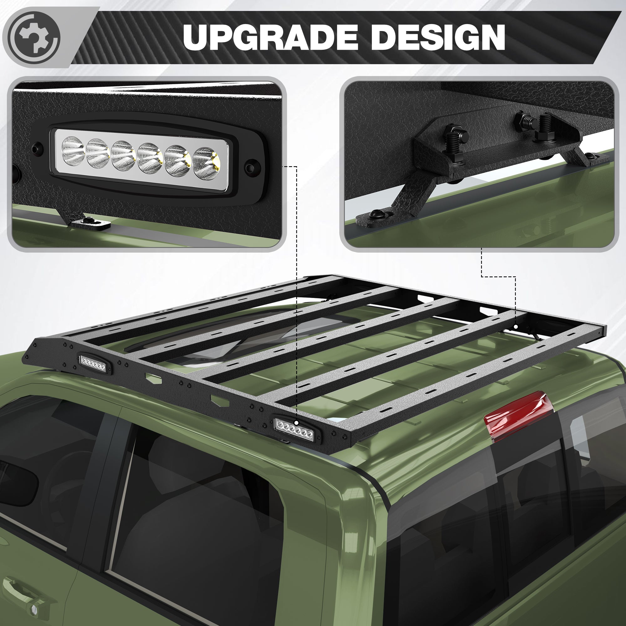 Ram 1500 Roof Rack Top Cargo Carrier with Side LED Lights Compatible with 2009-2018 Ram 1500 4th Gen Crew Cab
