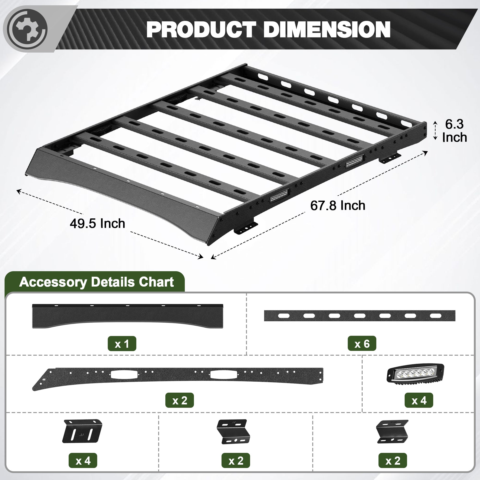 Roof Rack Rooftop Cargo Carrier Compatible for F250/F350/F450 2017 2018 2019 2020 2021 2022