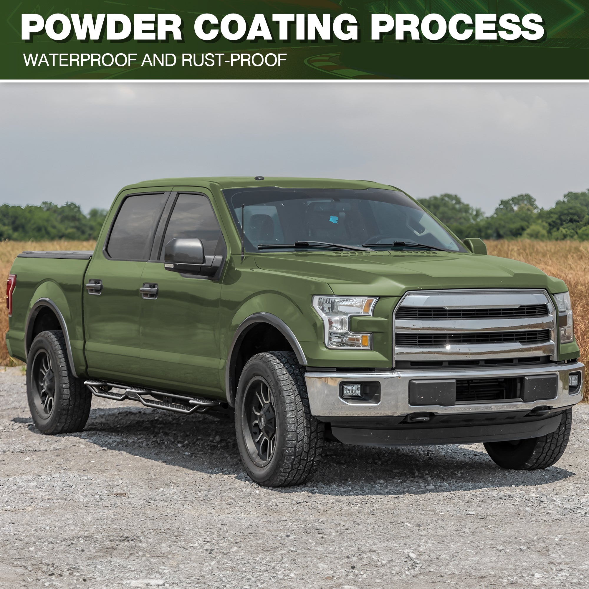 Running Boards Side Steps for 2015-2025 Ford F-150 SuperCrew & 2017-2025 Ford F250 F350 Super Duty Crew Cab