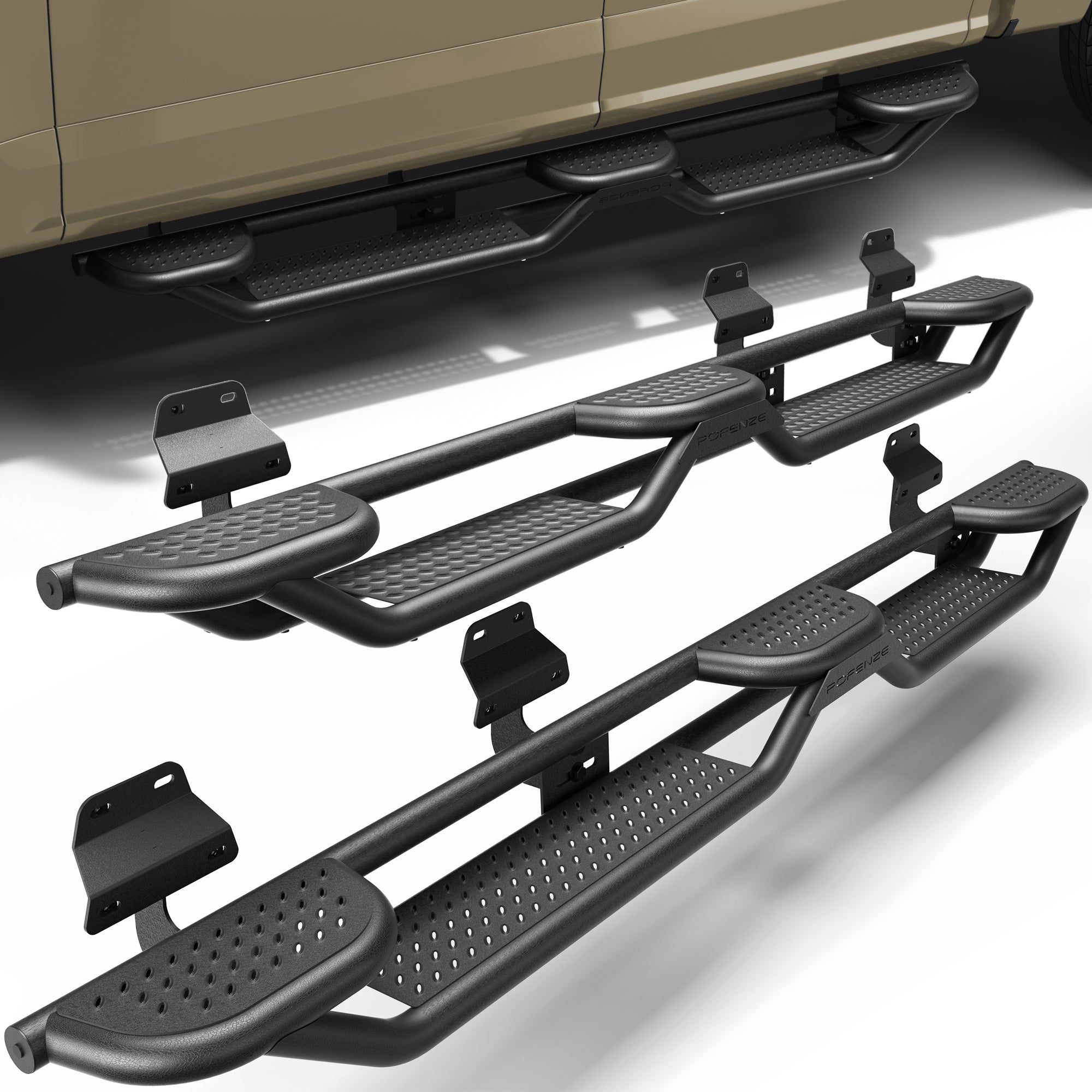 Running Boards Side Steps for 2015-2025 Ford F-150 SuperCrew & 2017-2025 Ford F250 F350 Super Duty Crew Cab