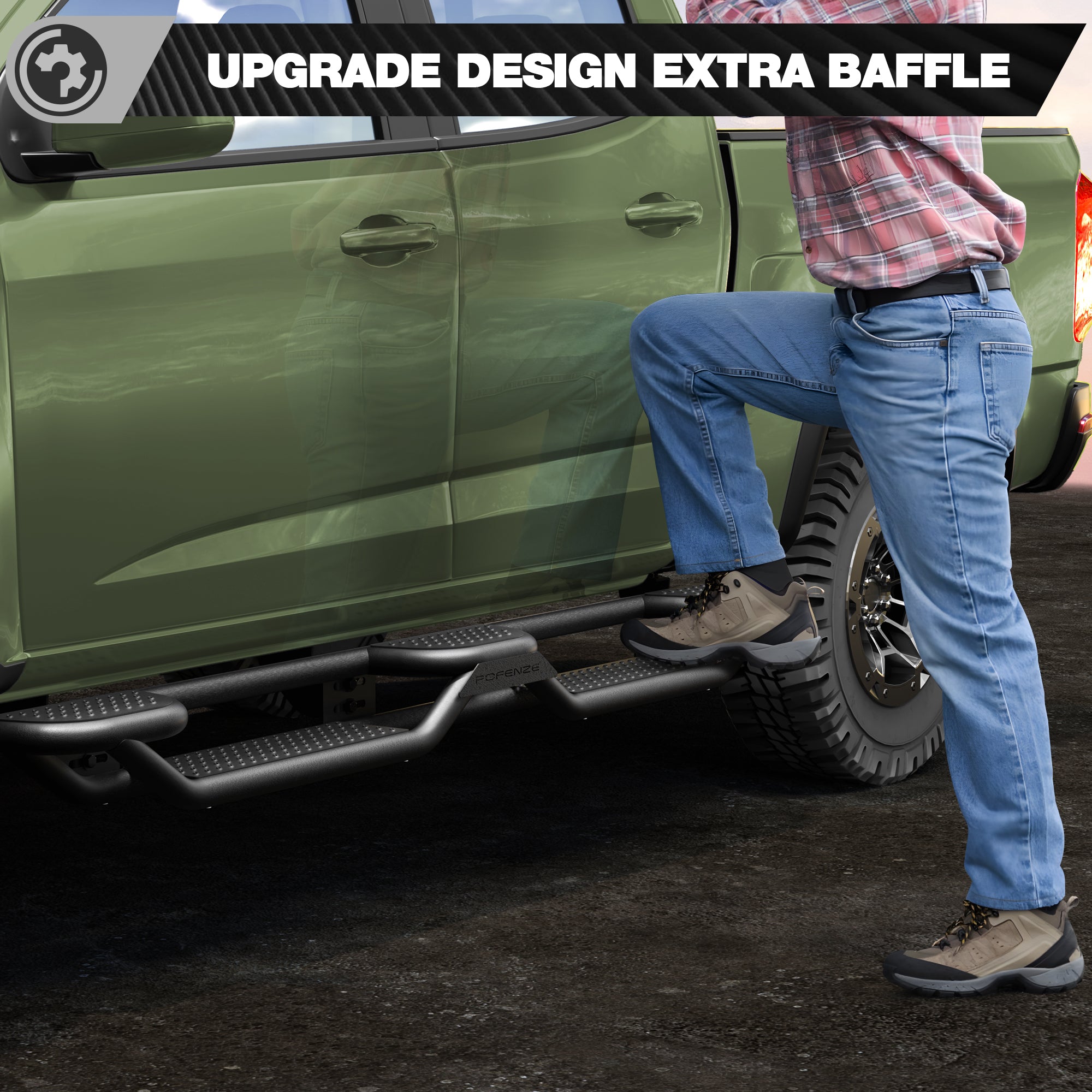 Running Boards Side Steps for 2015-2026 Chevy Colorado & GMC Canyon Crew Cab | 3-Raised Side Steps, Heavy-Duty Carbon Steel
