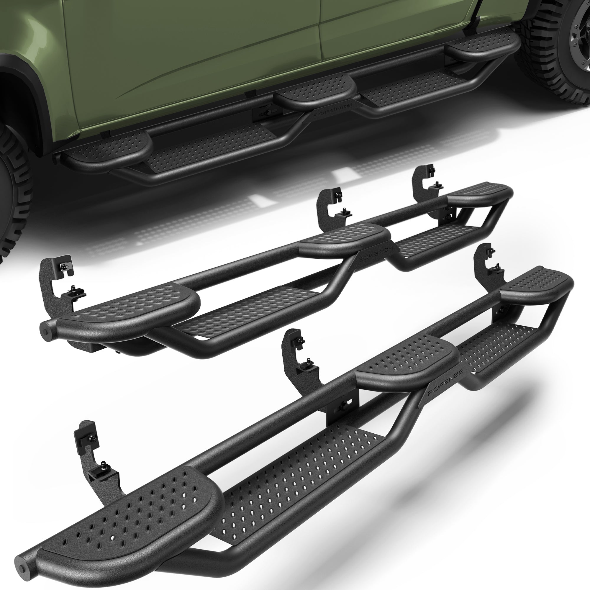 Running Boards Side Steps for 2015-2026 Chevy Colorado & GMC Canyon Crew Cab | 3-Raised Side Steps, Heavy-Duty Carbon Steel