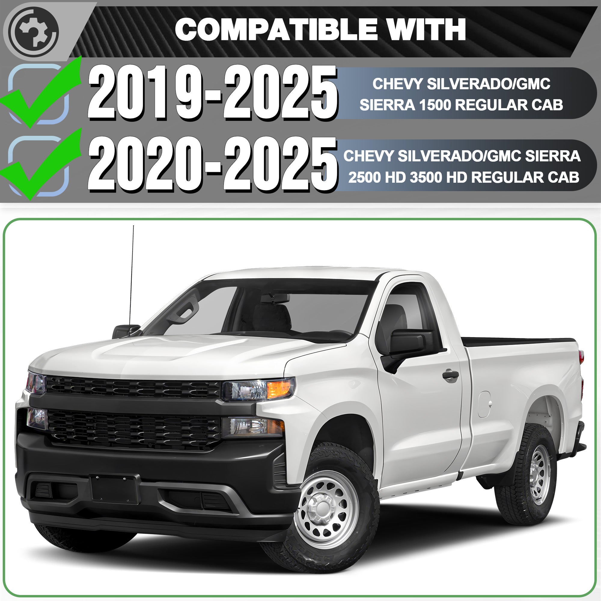 Running Boards Side Steps for 2019-2025 Chevy Silverado GMC Sierra 1500 Regular Cab & 2020-2025 2500HD 3500HD Regular Cab