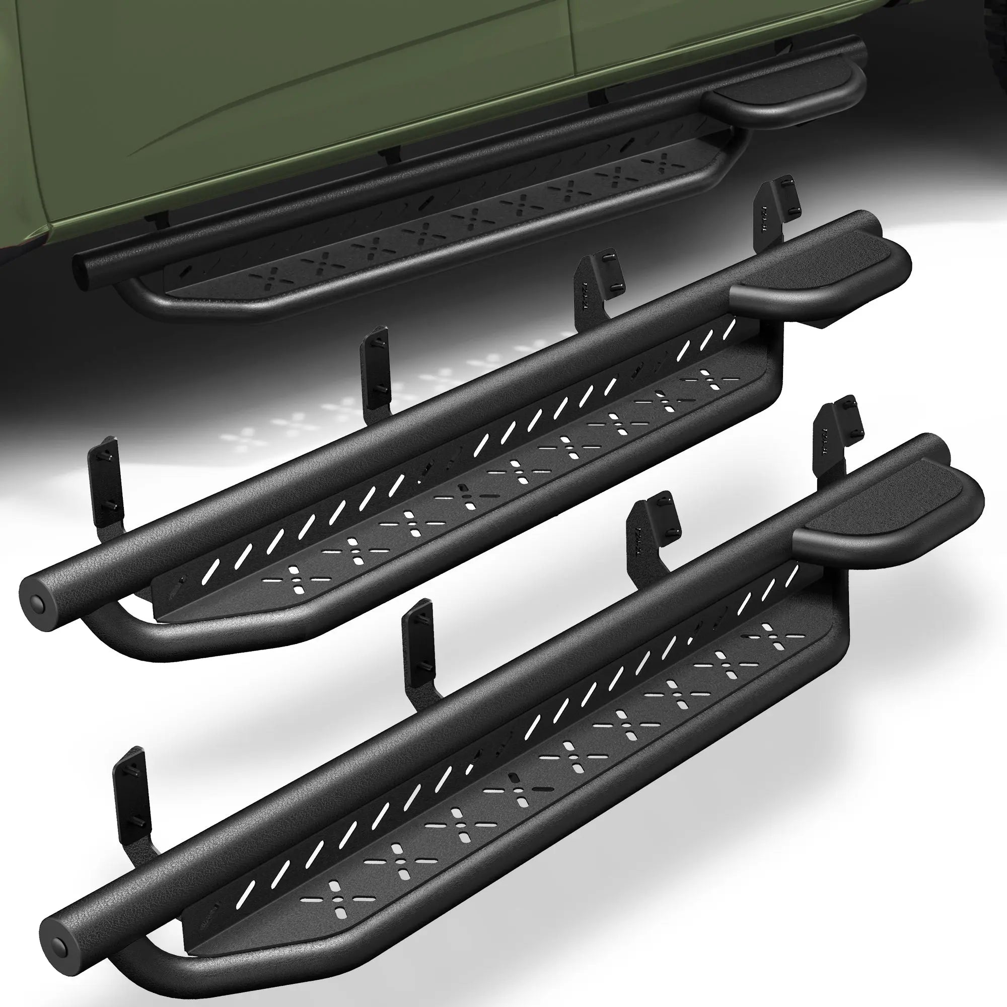 Running Boards for 2007-2023 Toyota Land Cruiser LC76 | Single-Step Side Steps, Heavy-Duty Carbon Steel, 550 lbs Load Capacity nadiaauto