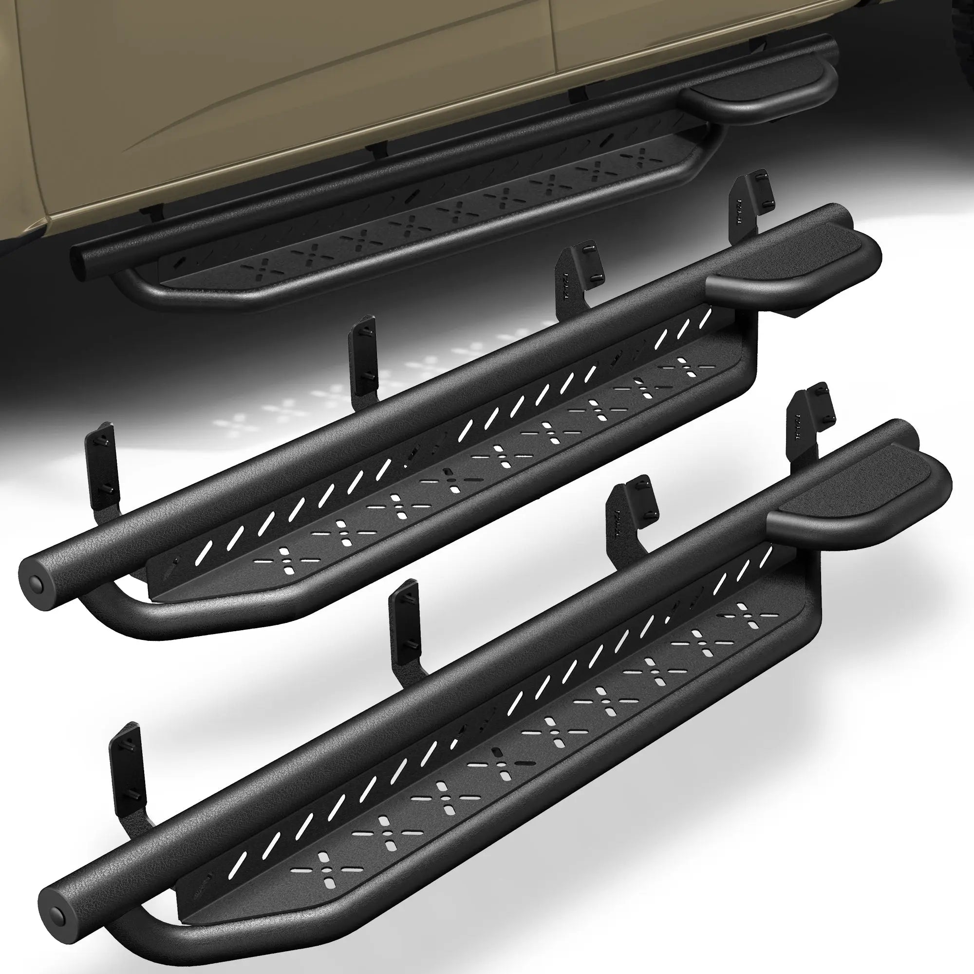 Running Boards for 2007-2023 Toyota Land Cruiser LC76 | Single-Step Side Steps, Heavy-Duty Carbon Steel, 550 lbs Load Capacity nadiaauto