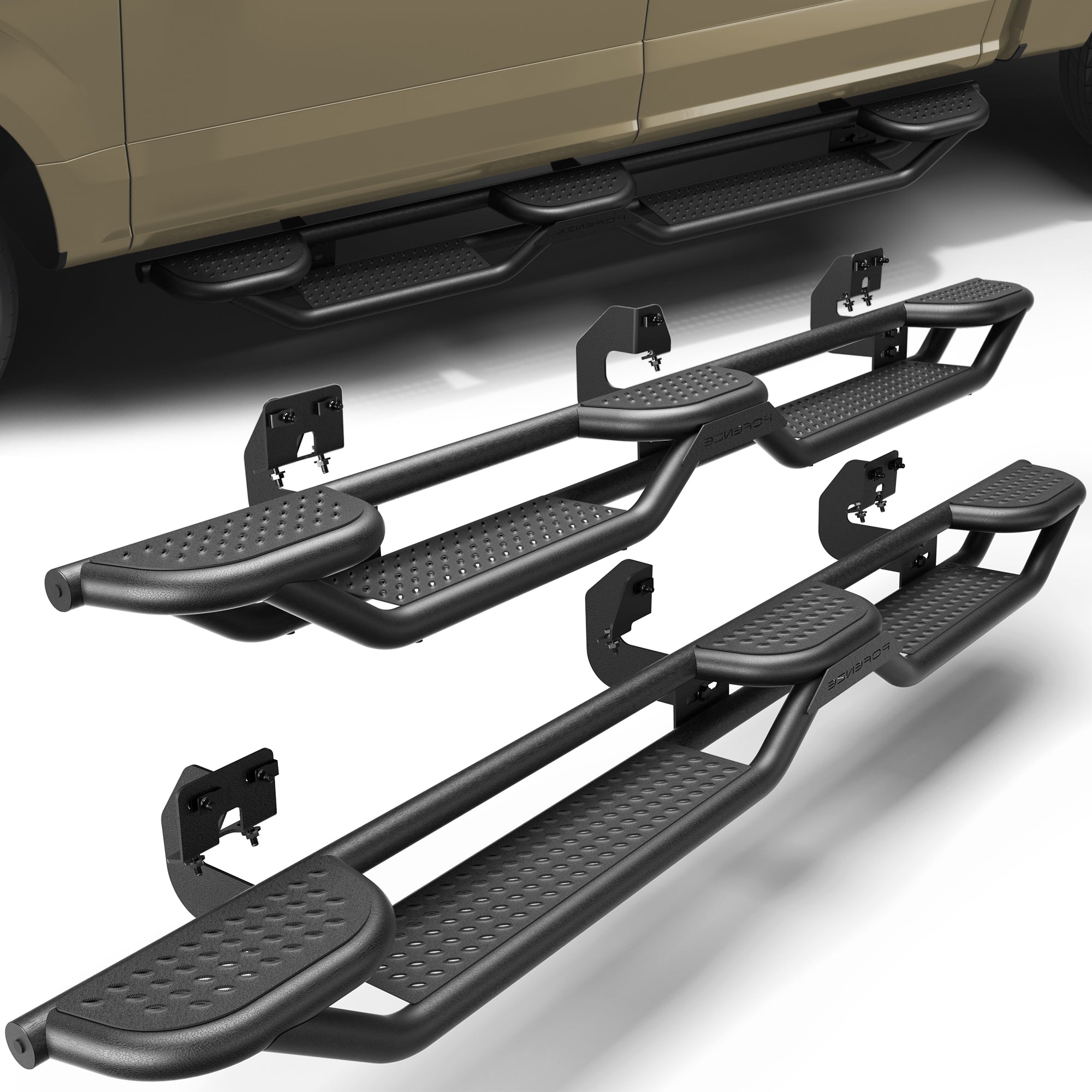 Running Boards for 2009-2014 Ford F-150 SuperCrew (4-Door) | 3-Step Side Steps, Heavy-Duty Carbon Steel, 550 lbs Load Capacity, Anti-Slip Nerf Bars