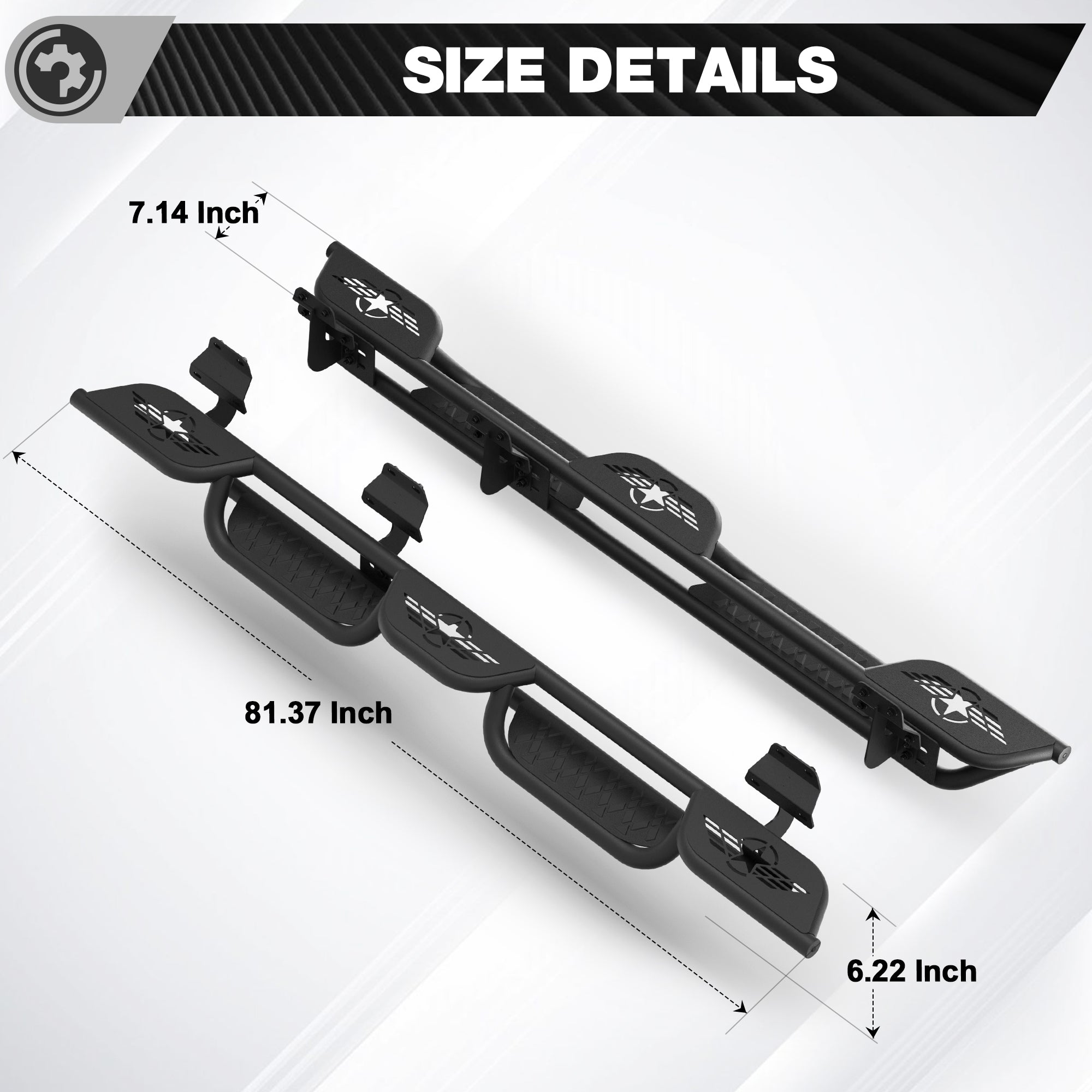 Running Boards for 2015-2025 Ford F-150 SuperCrew & 2017-2025 Ford F-250/F-350 Super Duty Crew Cab | 3-Step Side Steps, Heavy-Duty Carbon Steel, 550 lbs Load Capacity