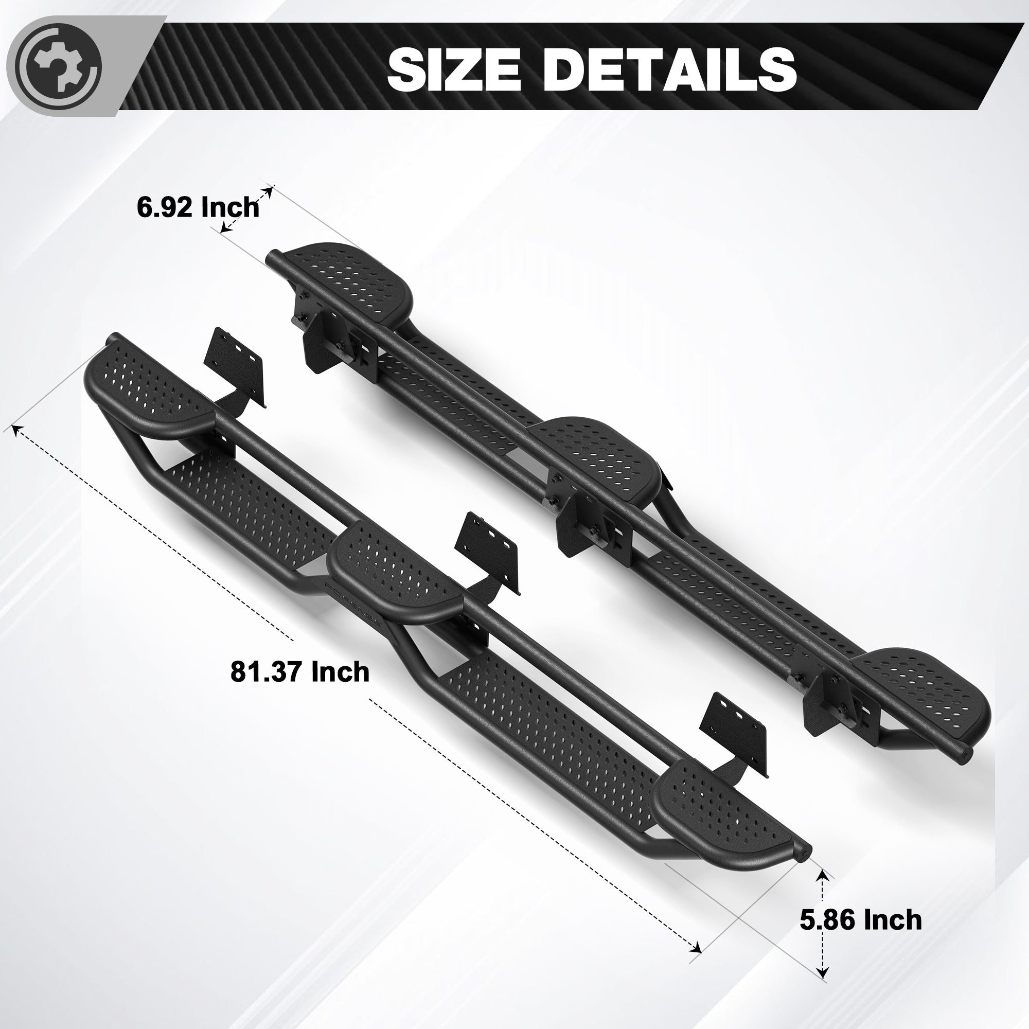 Running Boards for 2019-2026 Ram 1500 Crew Cab | 3-Step Side Steps, Heavy-Duty Carbon Steel, 550 lbs Load Capacity, Anti-Slip Nerf Bars