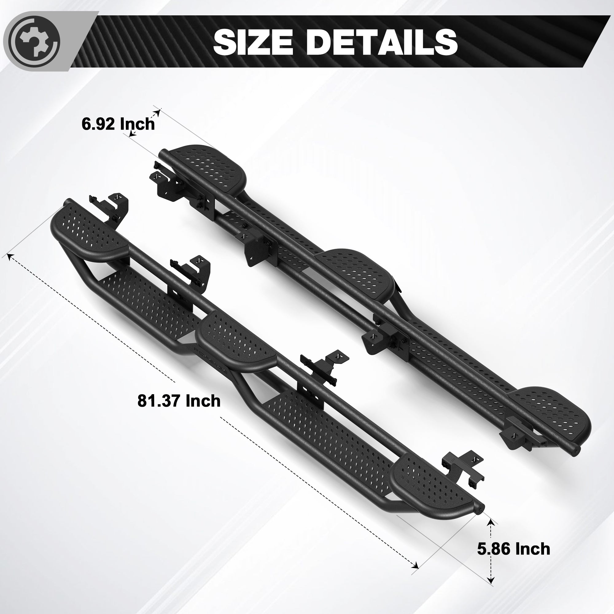 Running Boards for 2020-2026 Jeep Gladiator JT (4-Door) | 3-Step Side Steps, Heavy-Duty Carbon Steel, 550 lbs Load Capacity