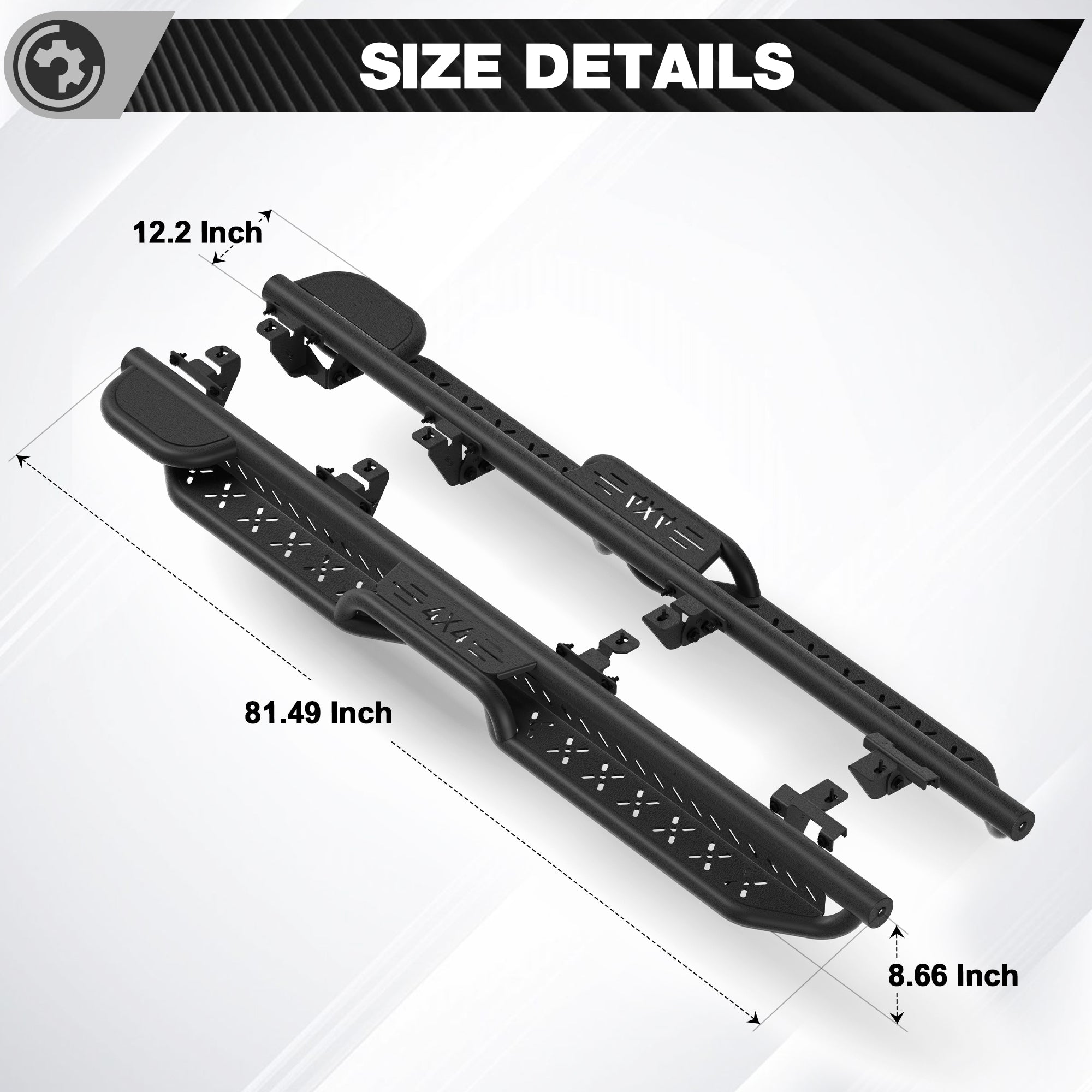 Running Boards for 2020-2026 Jeep Gladiator JT (4-Door) | 2-Step Side Steps, Heavy-Duty Carbon Steel, 550 lbs Load Capacity
