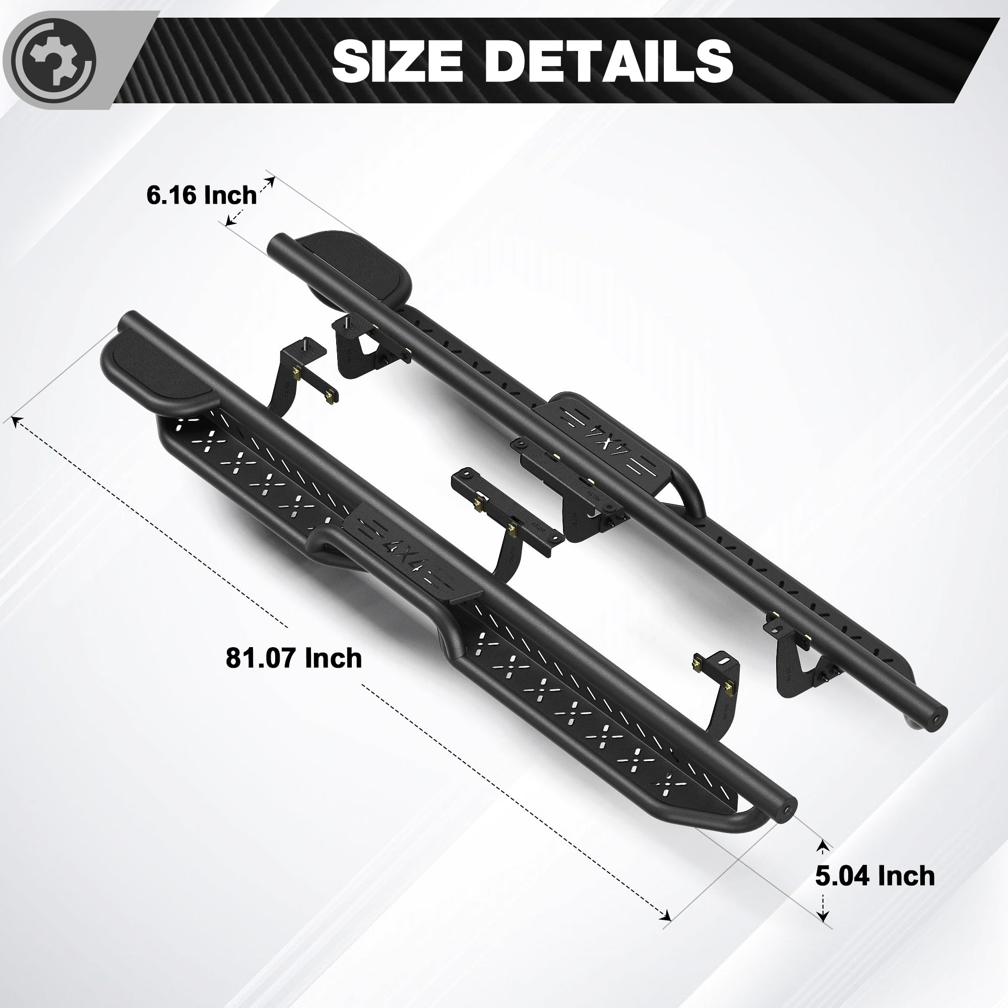 Running Boards for 2021-2026 Jeep Grand Cherokee L (3-Row) | 2-Step Side Steps, Heavy-Duty Carbon Steel, 550 lbs Load Capacity