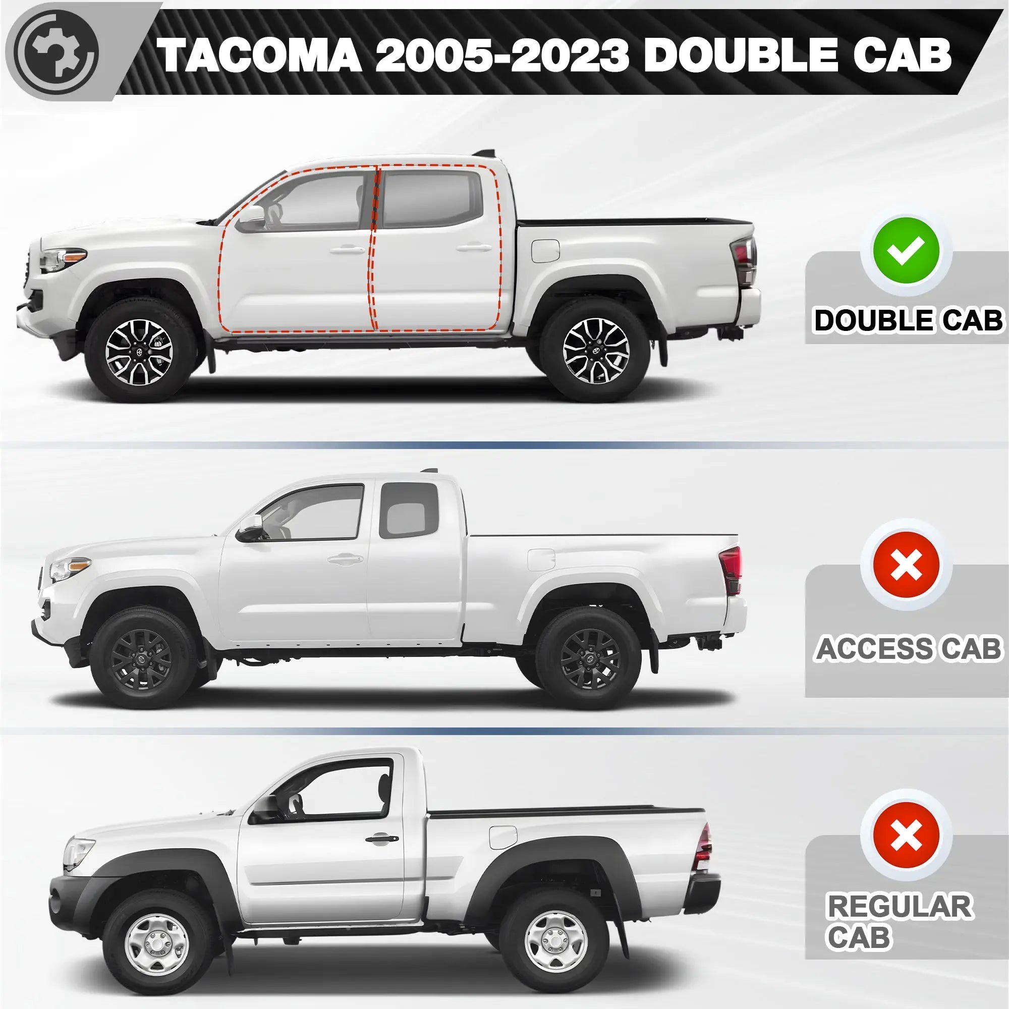 Tacoma Running Boards Side Steps for 2005-2023 Toyota Tacoma Double Cab (4-Door) nadiaauto