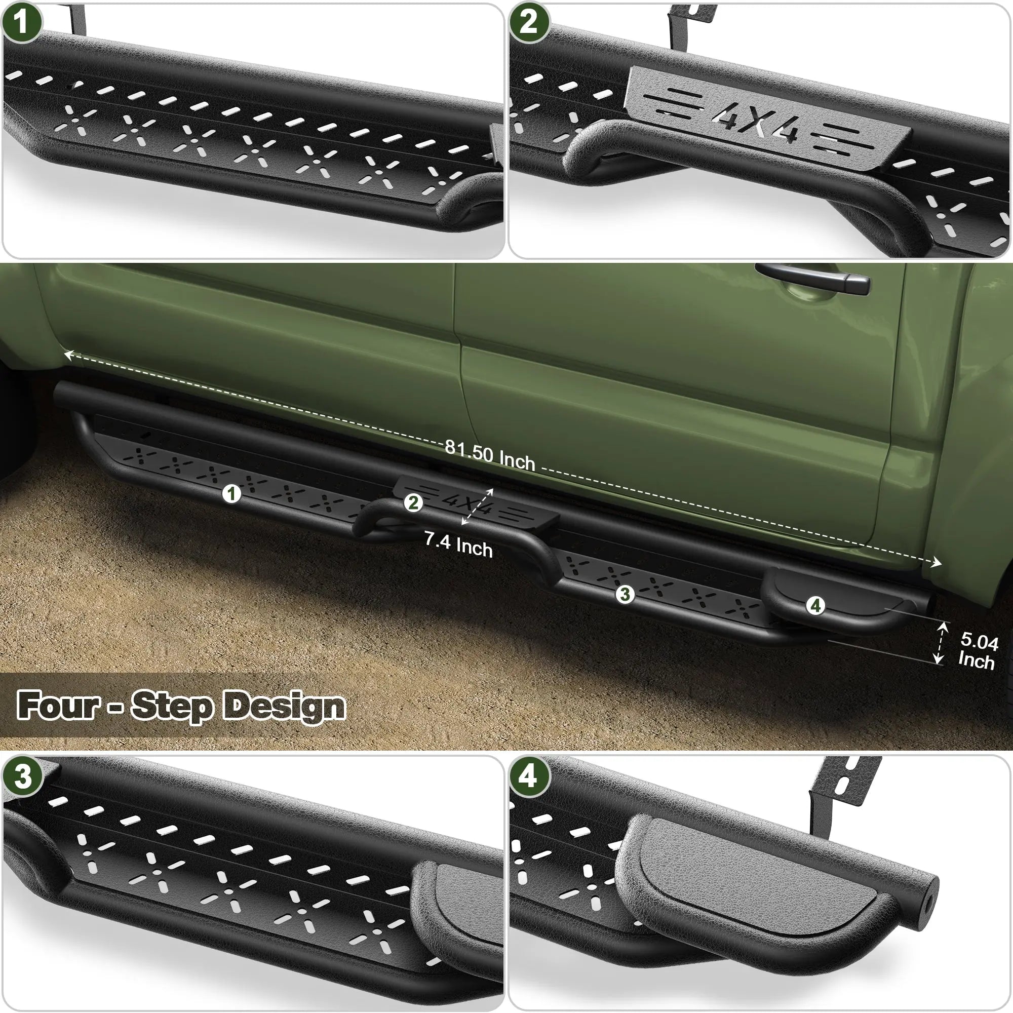Tacoma Running Boards Side Steps for 2005-2023 Toyota Tacoma Double Cab (4-Door) nadiaauto