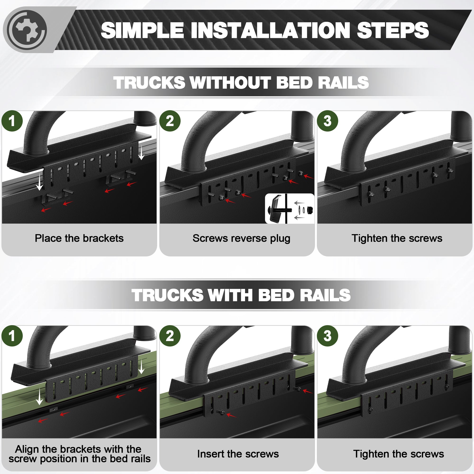 Truck Roll Bar with Cargo Basket for Mid-Size Trucks, Overland Sport Bar Bed Rack