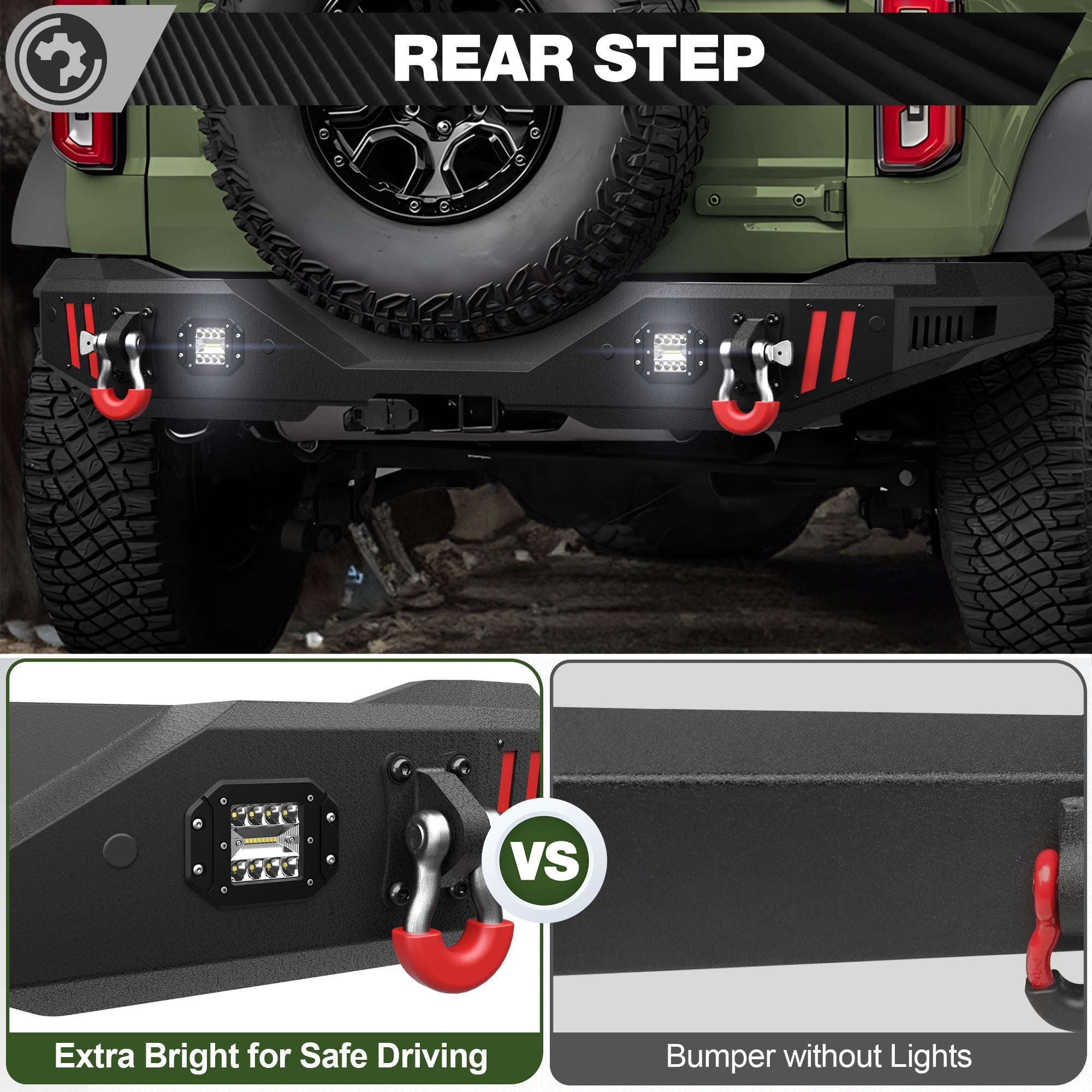 Bronco Rear Bumper Compatible with Ford Bronco 2021 2022 2023 2024 2025 - nadiaauto