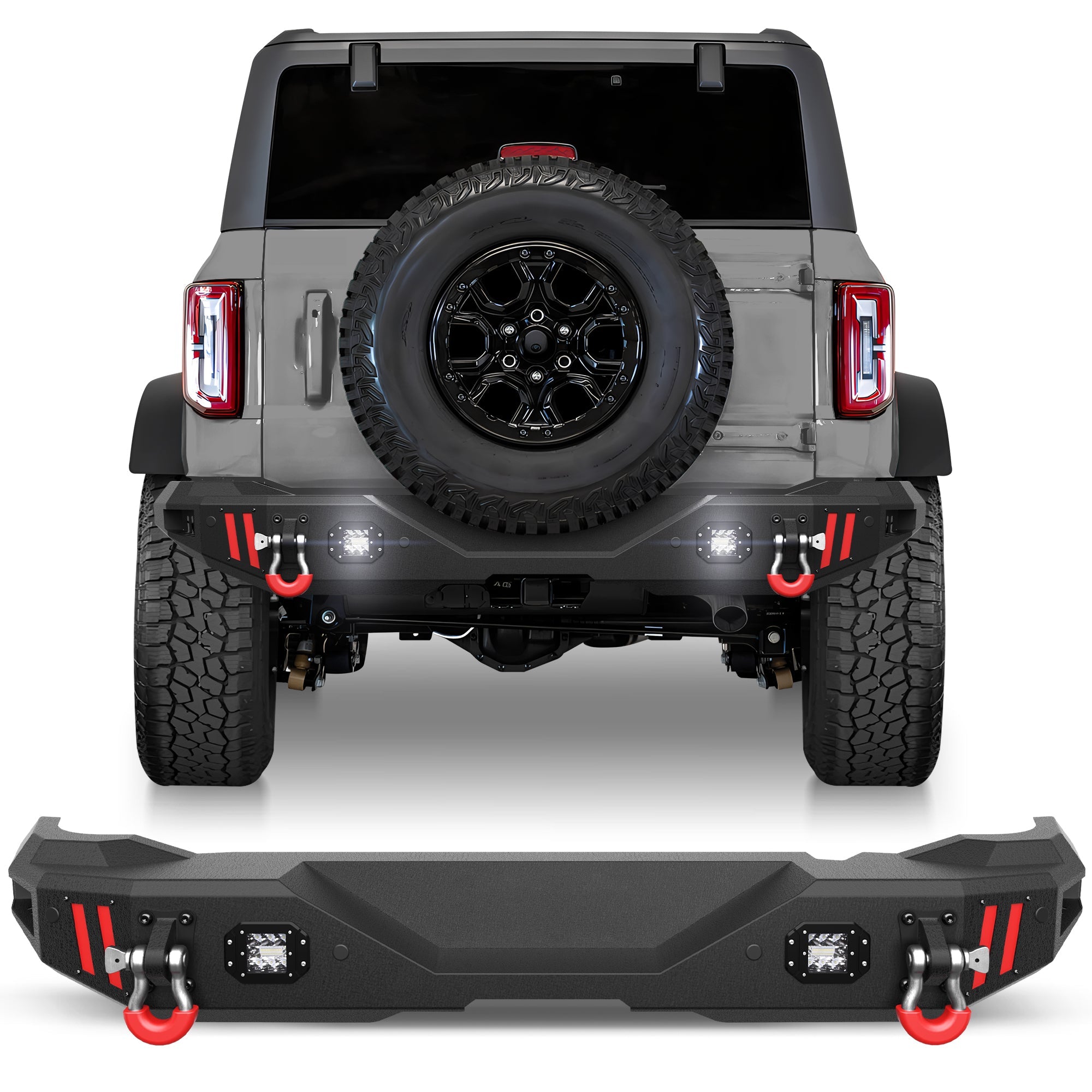 Bronco Rear Bumper Compatible with Ford Bronco 2021 2022 2023 2024 2025 (Excluding Bronco Sport or Raptor) - nadiaauto