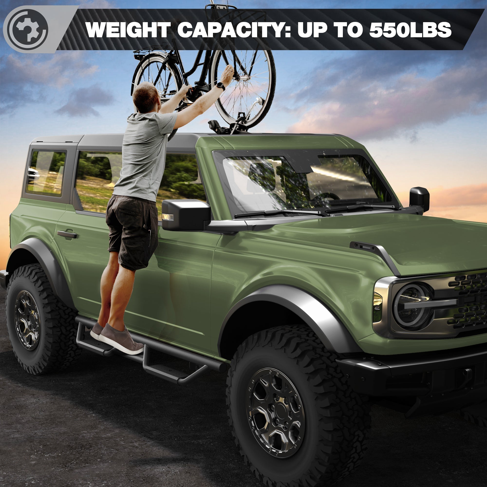 Bronco Running Boards Side Steps Fit 2021 2022 2023 Ford Bronco 4 Door Black Nerf Bars 2 PCS - nadiaauto