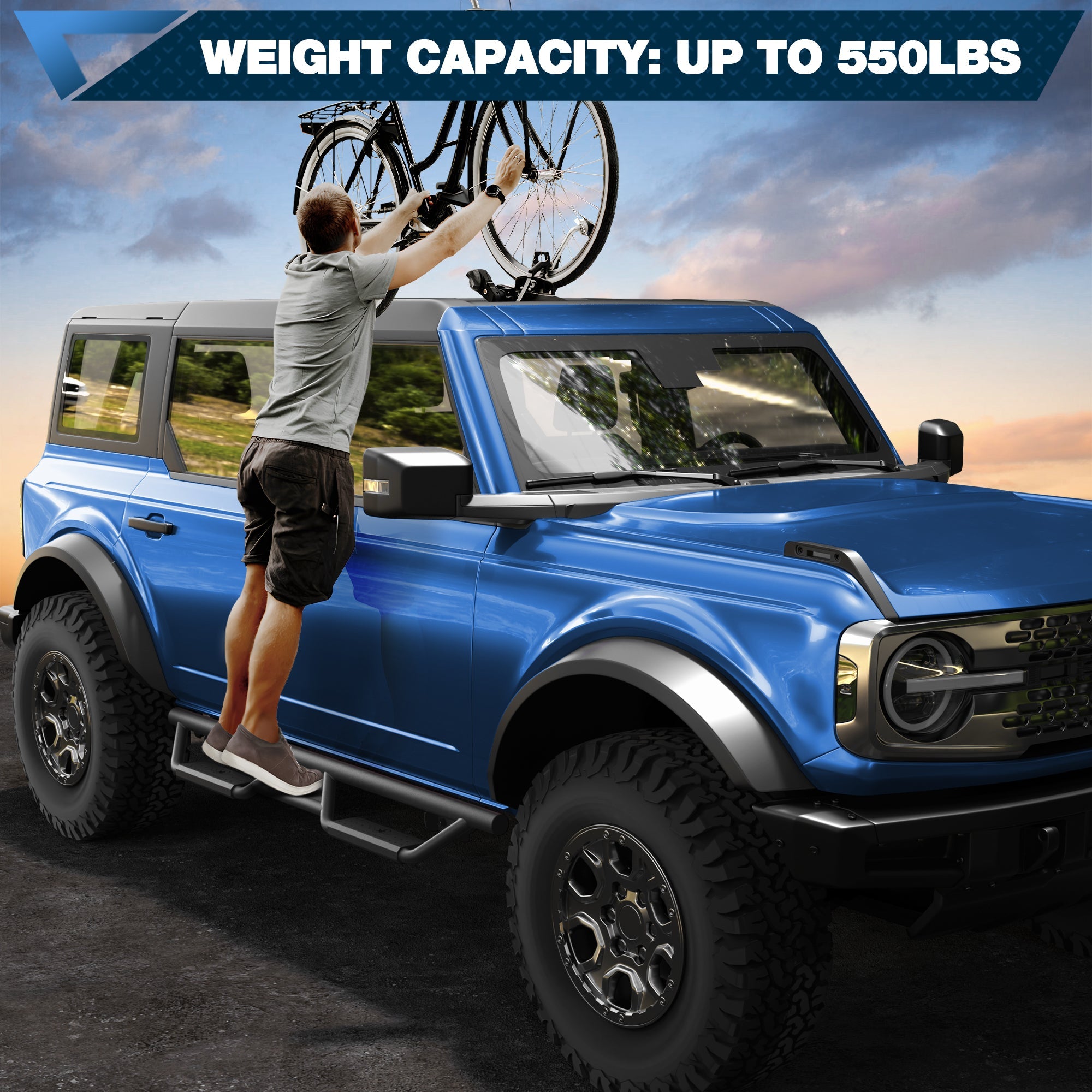 Bronco Running Boards Side Steps Fit 2021 2022 2023 Ford Bronco 4 Door Black Nerf Bars 2 PCS - nadiaauto
