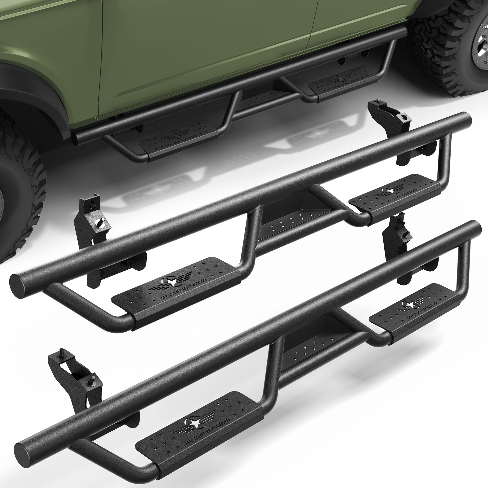Bronco Running Boards Side Steps Fit 2021 2022 2023 Ford Bronco 4 Door Black Nerf Bars 2 PCS - nadiaauto