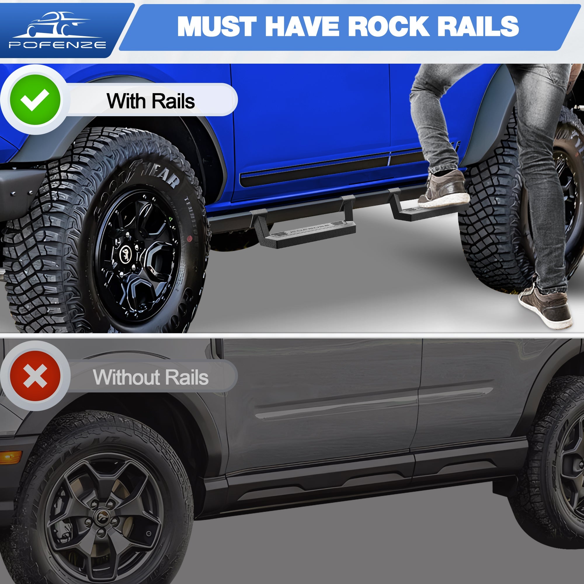 Bronco Running Boards Side Steps Ford Bronco 2021 2022 2023 2024 2025 4 - Door/2 - Door (4 Packs) - nadiaauto