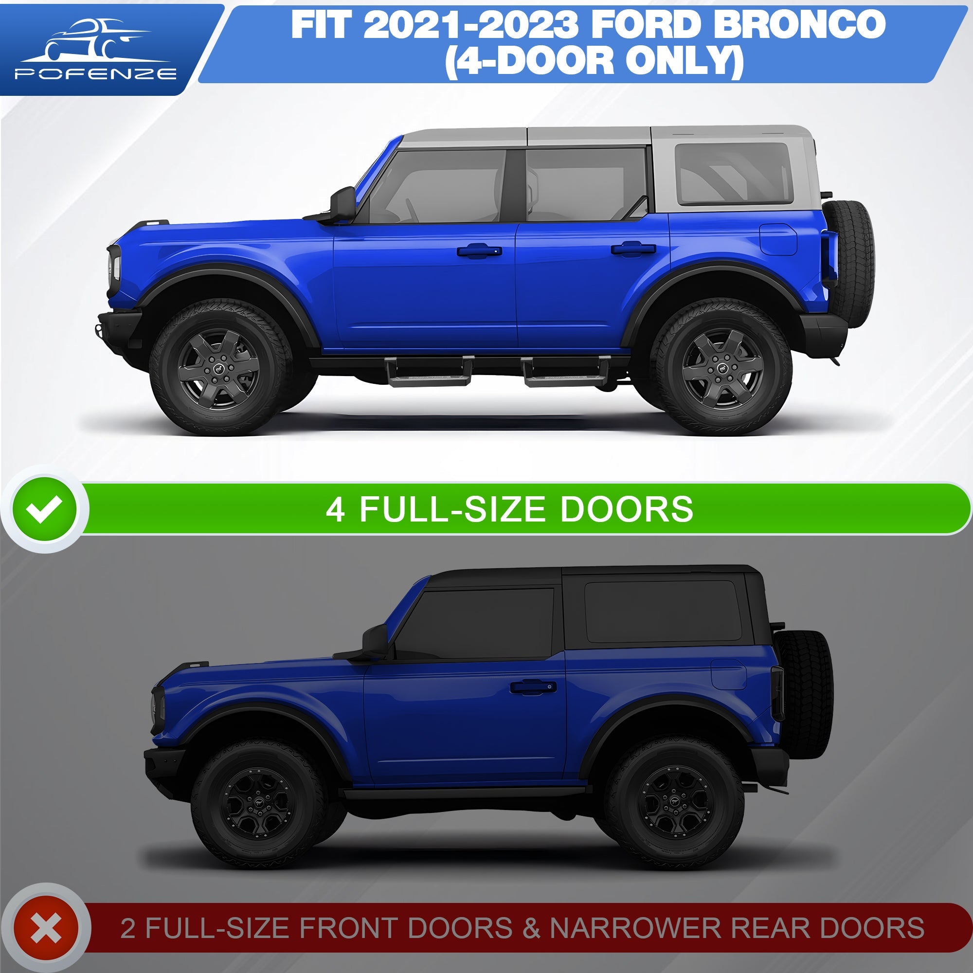 Bronco Running Boards Side Steps Ford Bronco 2021 2022 2023 2024 2025 4 - Door/2 - Door (4 Packs) - nadiaauto