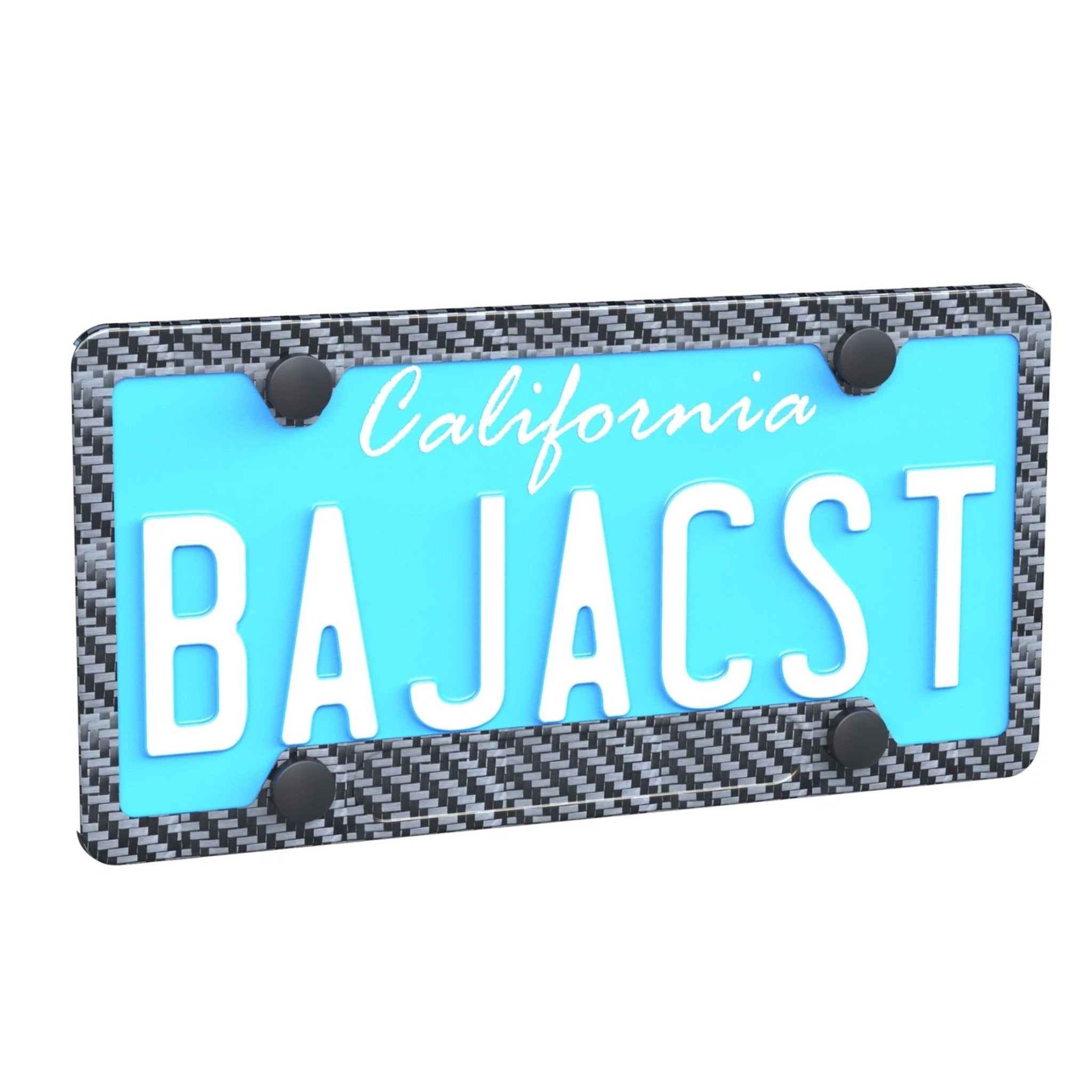 Carbon Fiber License Plate Frame Universal Fit US & Canada, Slim Rustproof Car Plate Holder with Screws, Glossy Black - nadiaauto
