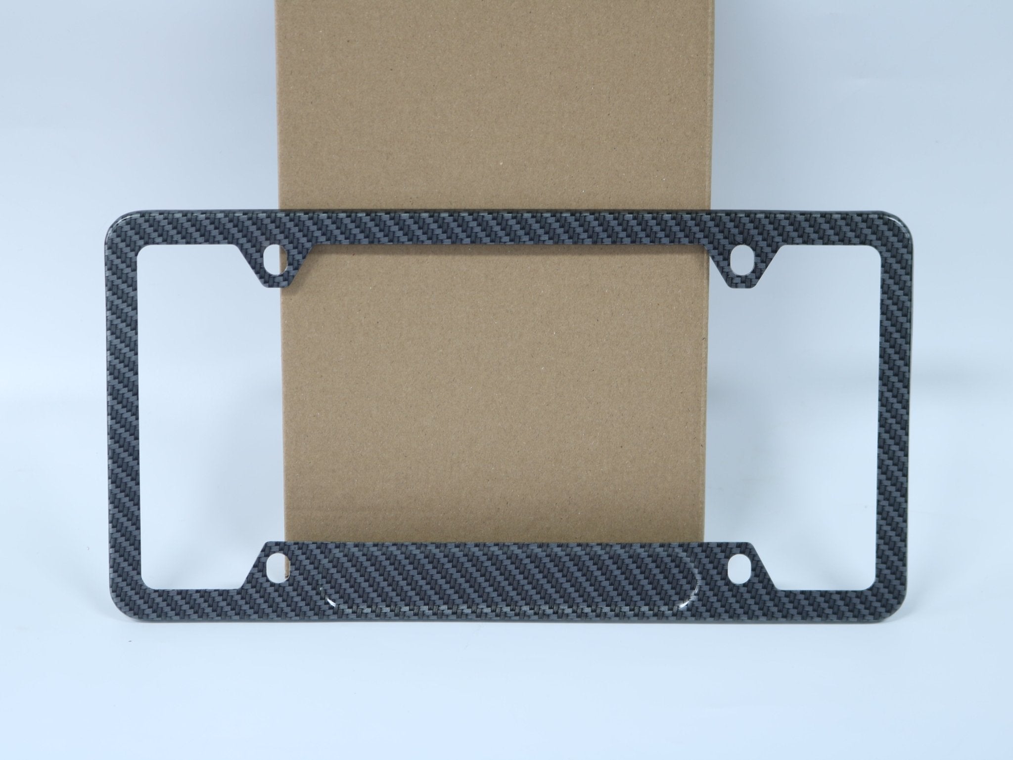 Carbon Fiber License Plate Frame Universal Fit US & Canada, Slim Rustproof Car Plate Holder with Screws, Glossy Black - nadiaauto
