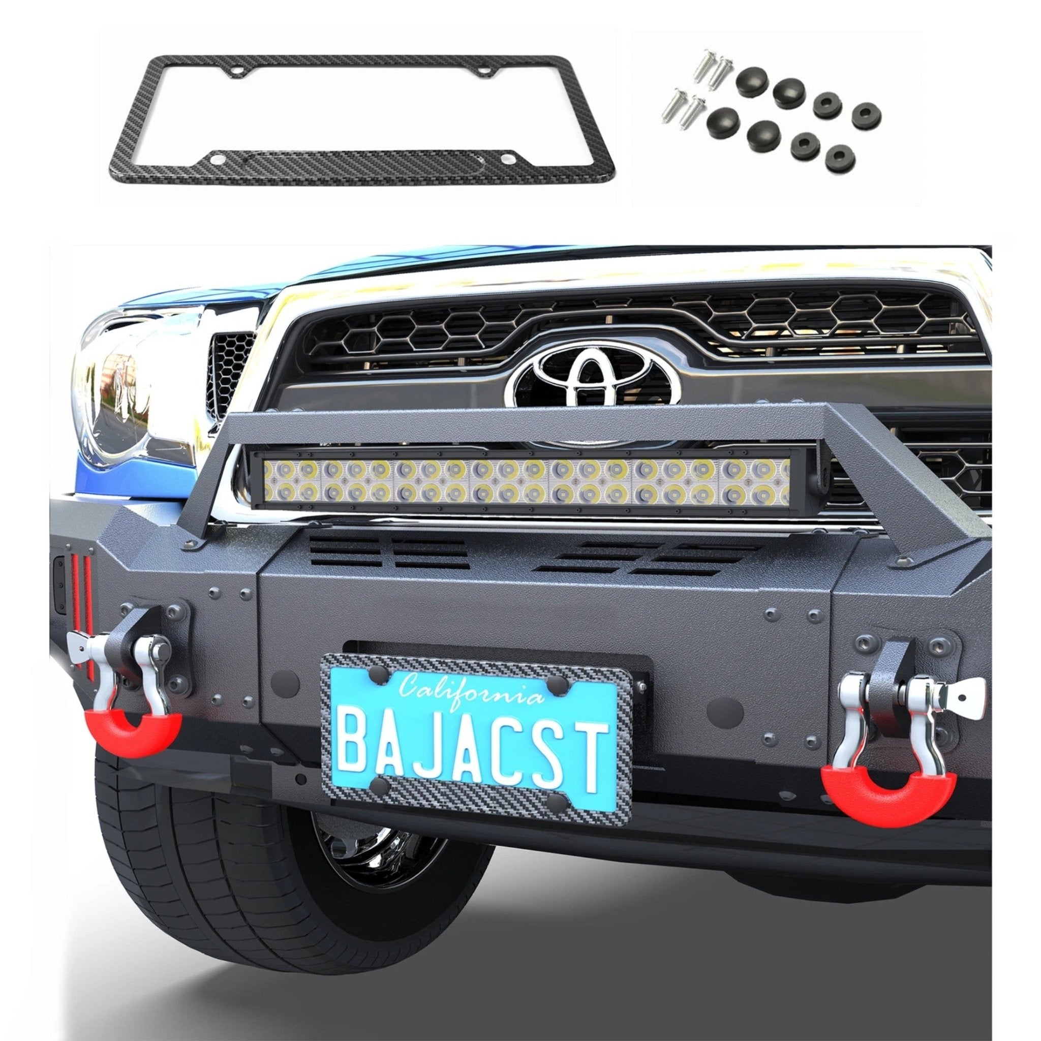 Carbon Fiber License Plate Frame Universal Fit US & Canada, Slim Rustproof Car Plate Holder with Screws, Glossy Black - nadiaauto
