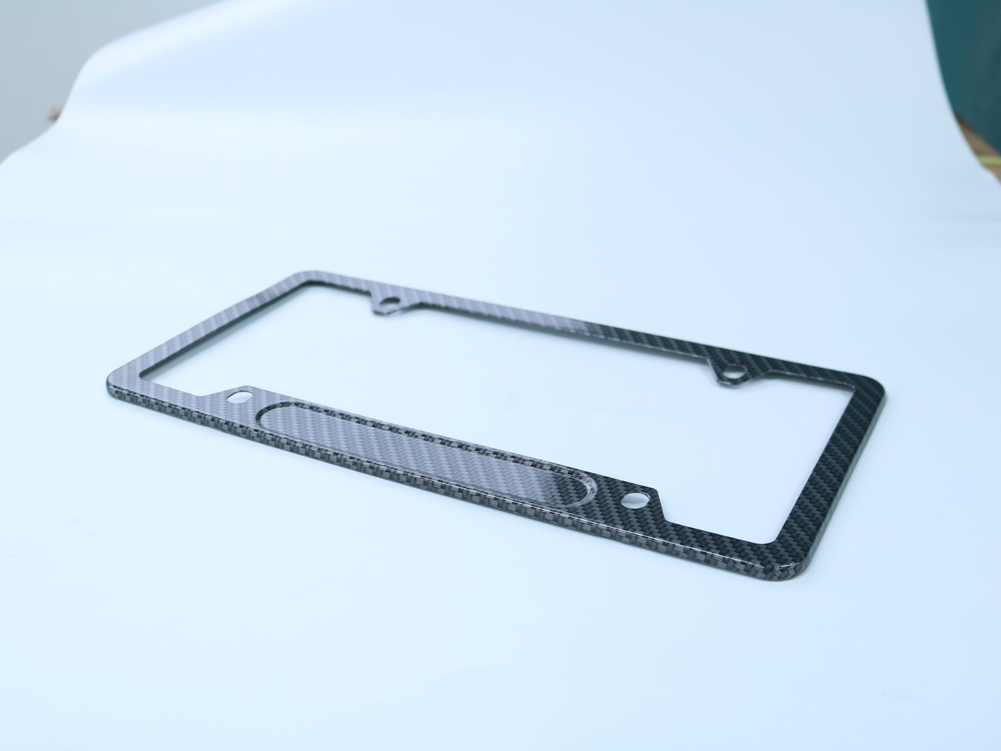 Carbon Fiber License Plate Frame Universal Fit US & Canada, Slim Rustproof Car Plate Holder with Screws, Glossy Black - nadiaauto