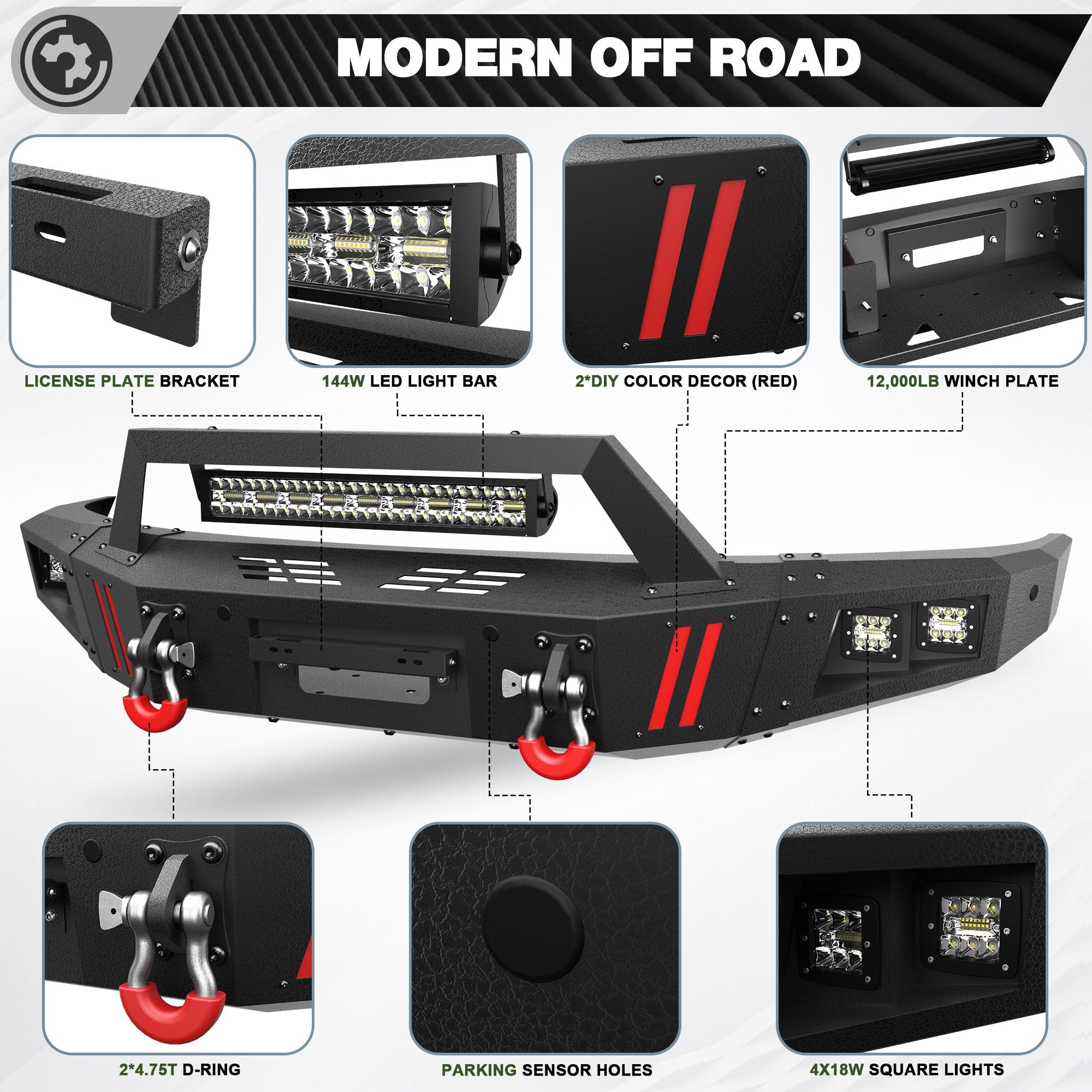 Durable 2009-2014 Ford F150 Bumpers with Winch Plate & LED Lights - Off-Road & Work Use - nadiaauto