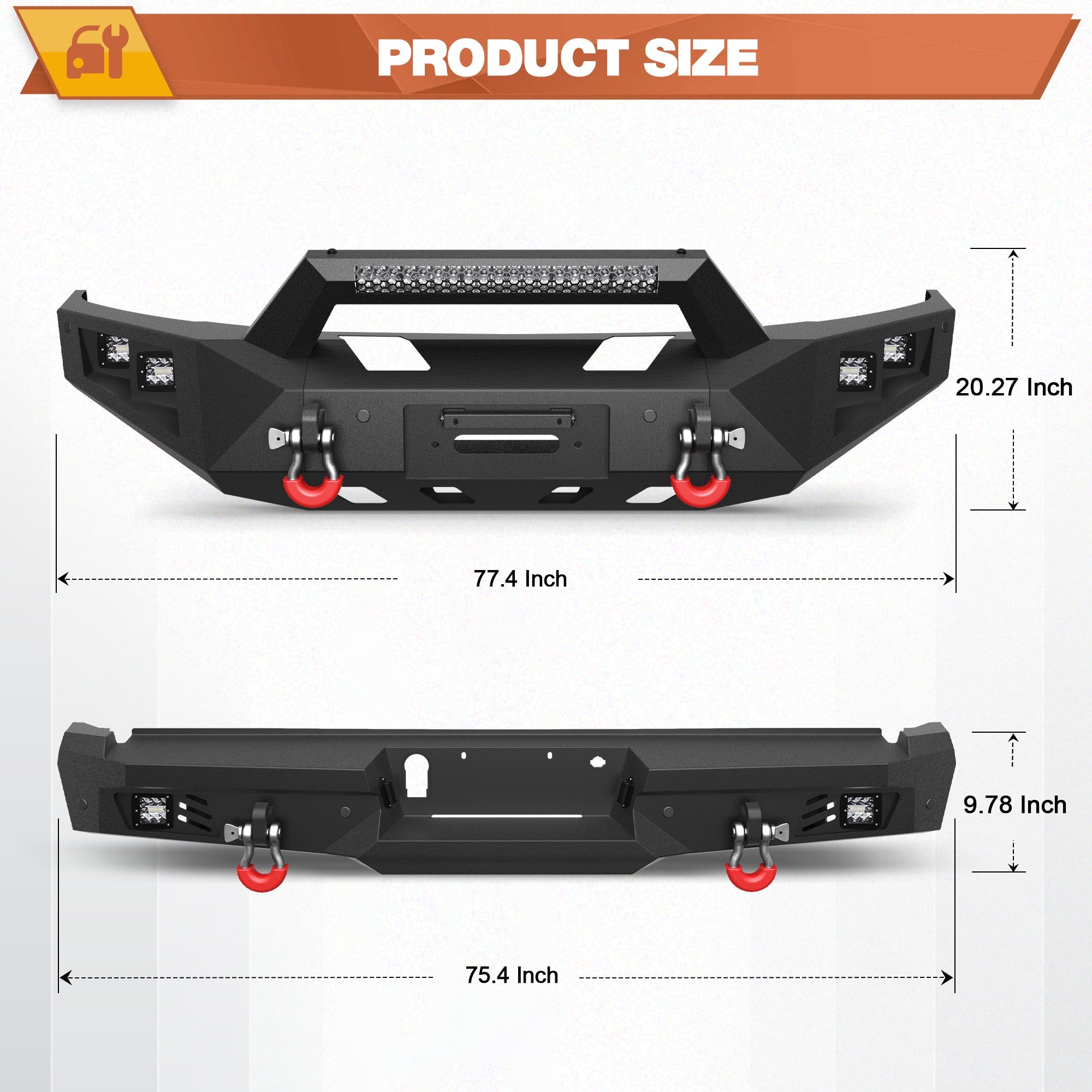 F150 Front and Rear Bumper for 2015 2016 2017 Ford F150 (Excluding Raptor and Ecoboost) - nadiaauto