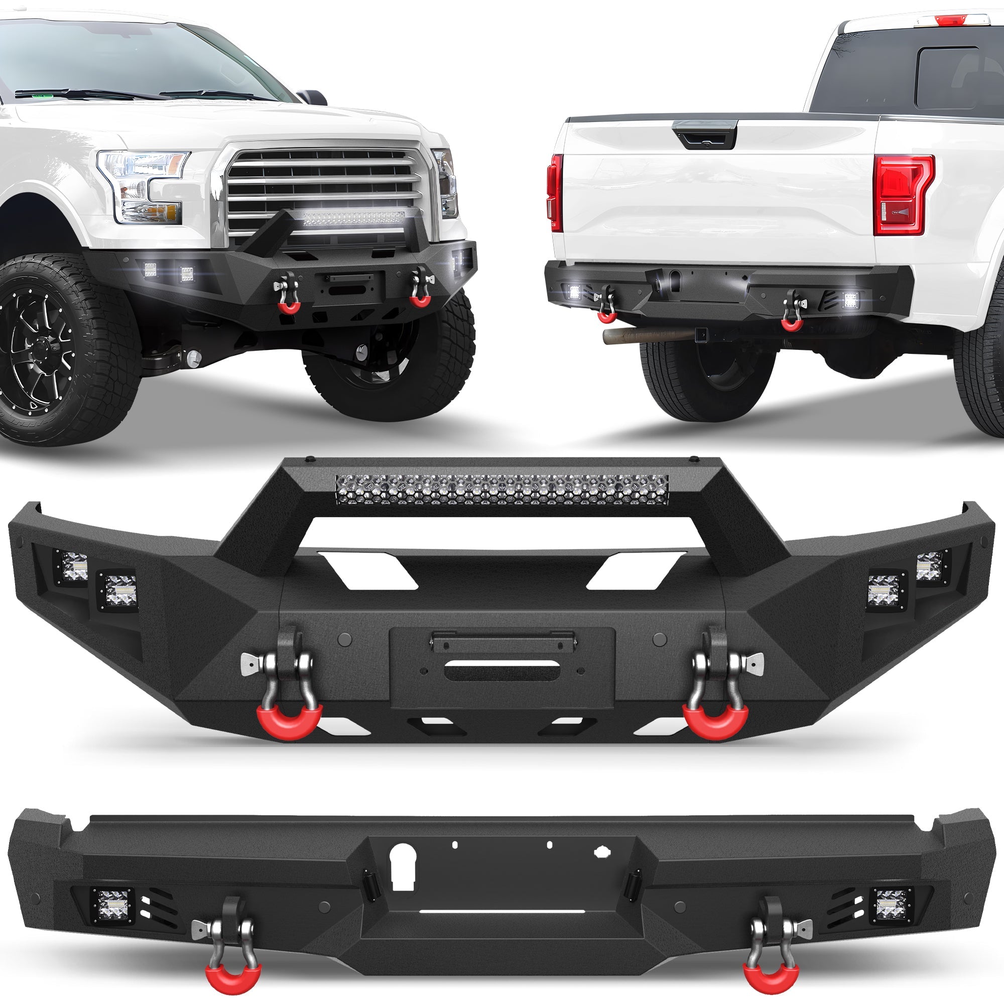 F150 Front and Rear Bumper for 2015 2016 2017 Ford F150 (Excluding Raptor and Ecoboost) - nadiaauto