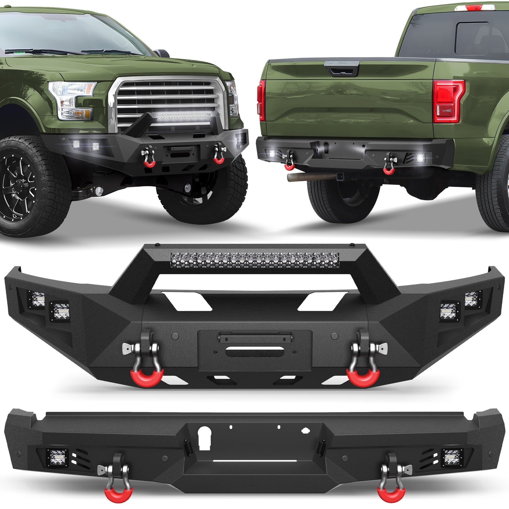 F150 Front and Rear Bumper for 2015 2016 2017 Ford F150 (Excluding Raptor and Ecoboost) - nadiaauto
