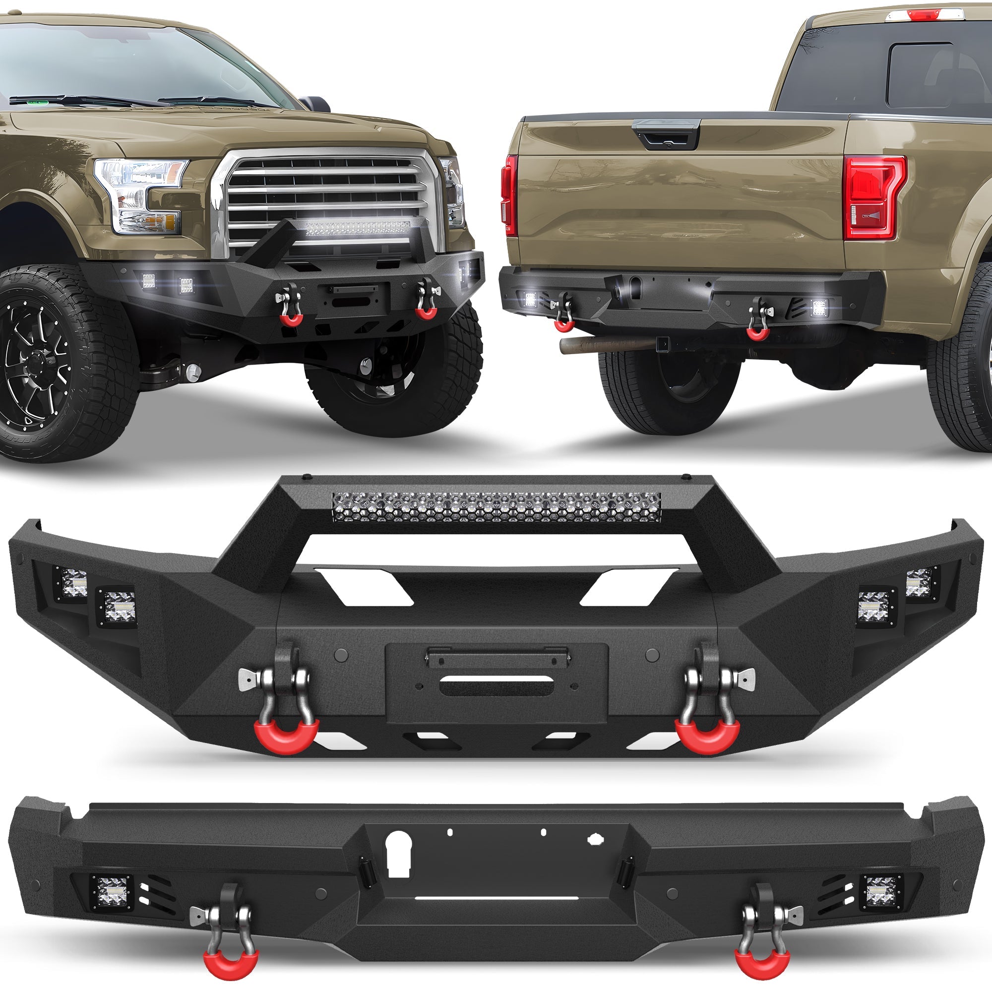 F150 Front and Rear Bumper for 2015 2016 2017 Ford F150 (Excluding Raptor and Ecoboost) - nadiaauto