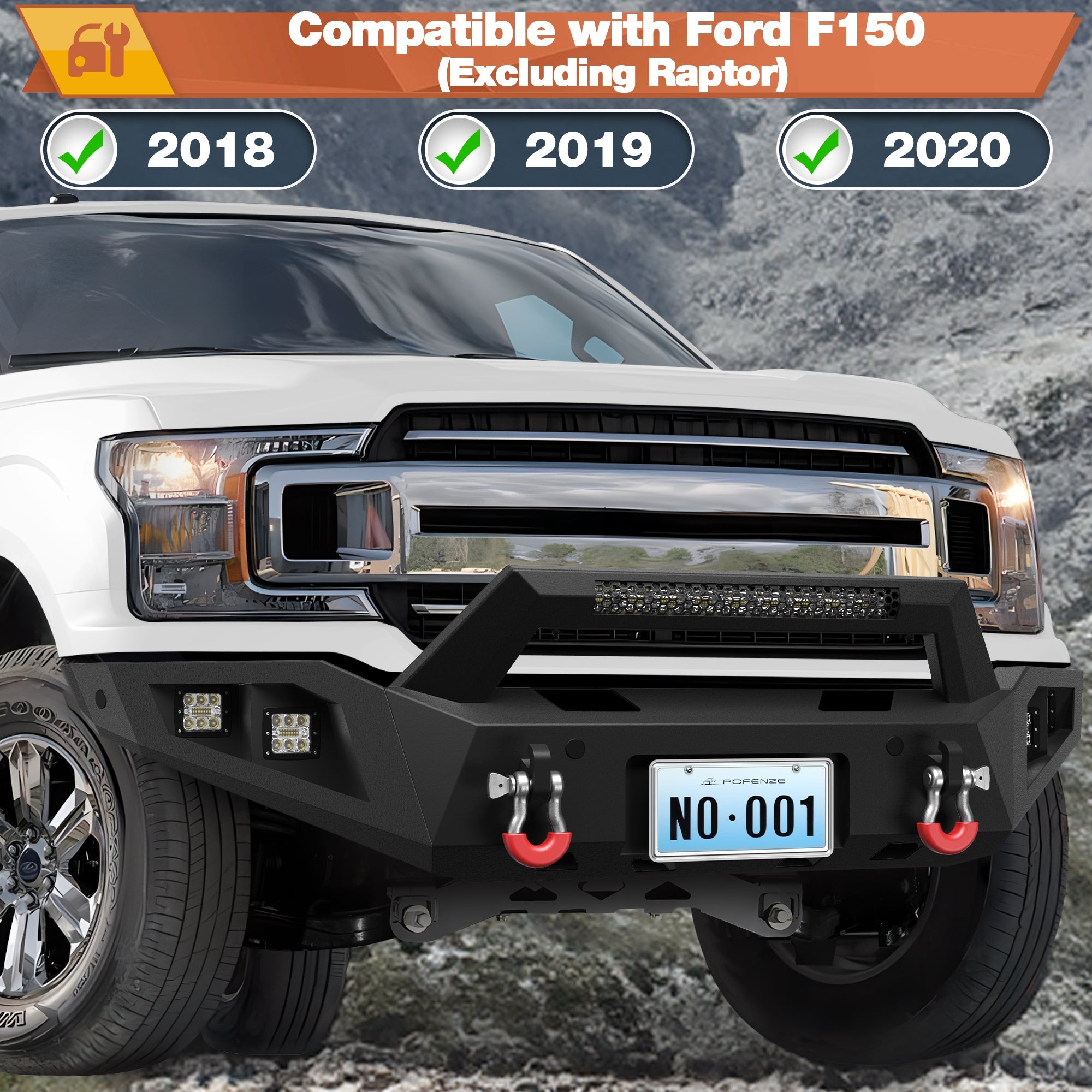 F150 Front and Rear Bumper Set for 2018 2019 2020 Ford F150 Pickup Truck (Not Fit Raptor) - nadiaauto