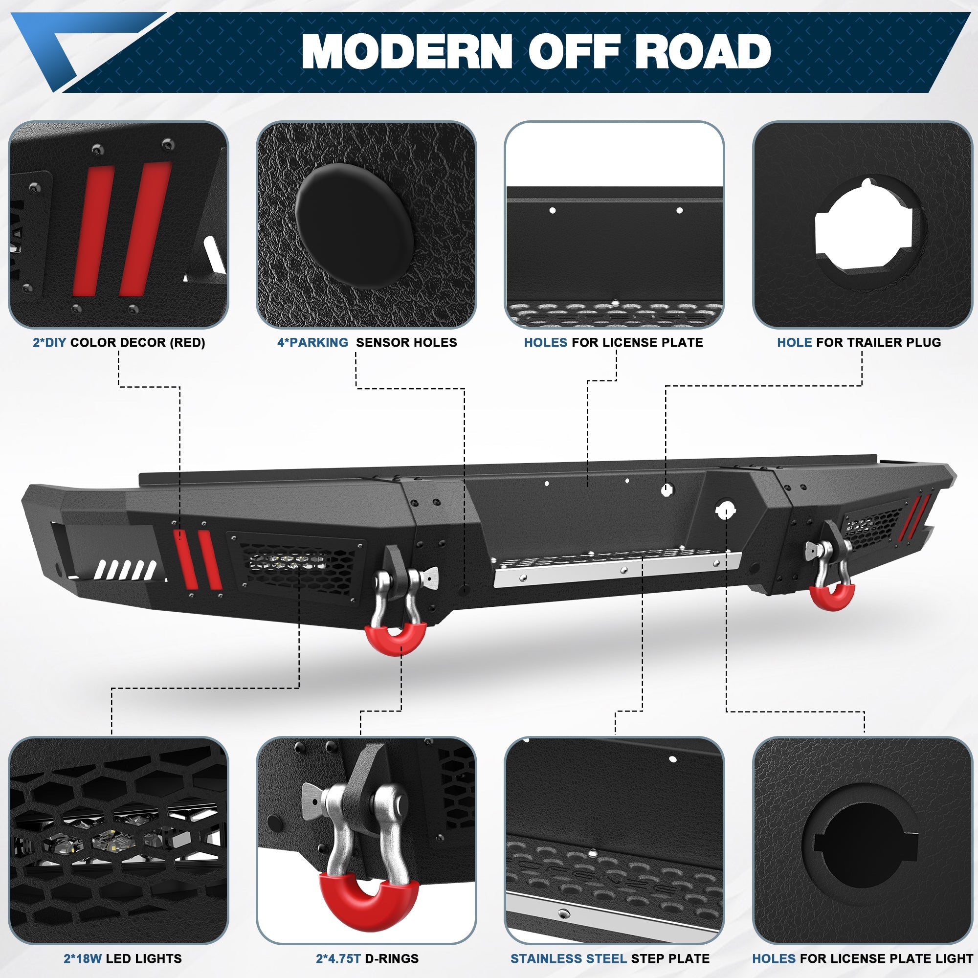 Durable 2009-2014 Ford F150 Bumpers with Winch Plate & LED Lights - Off-Road & Work Use - nadiaauto