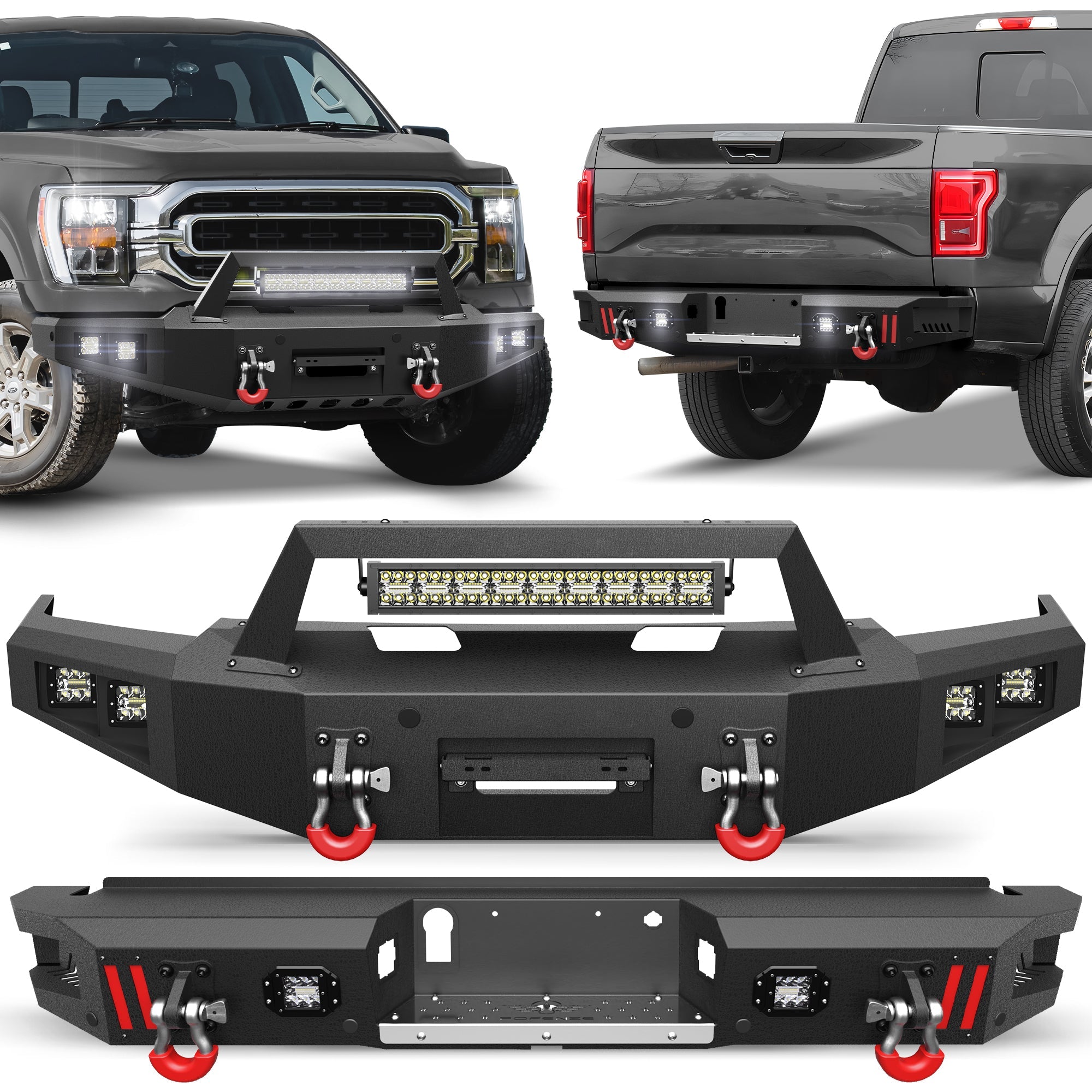 2021-2024 Ford F150 Bumper Set w/ Winch Plate - Excludes Lighting EV & Raptor - nadiaauto