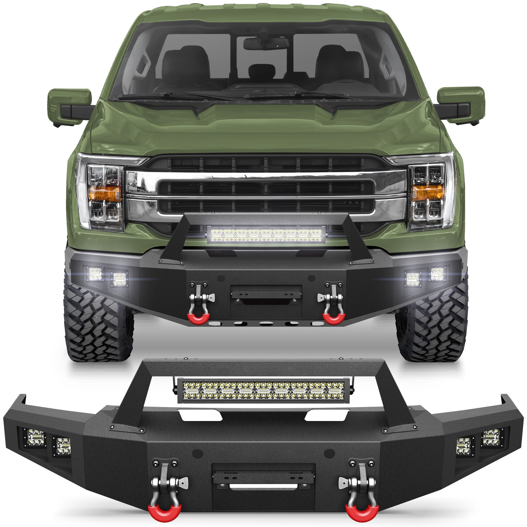 F150 Front Bumper Fits 2021 2022 2023 2024 Ford F150 w/Winch Plate (Excluding Lighting EV & Raptor) - nadiaauto