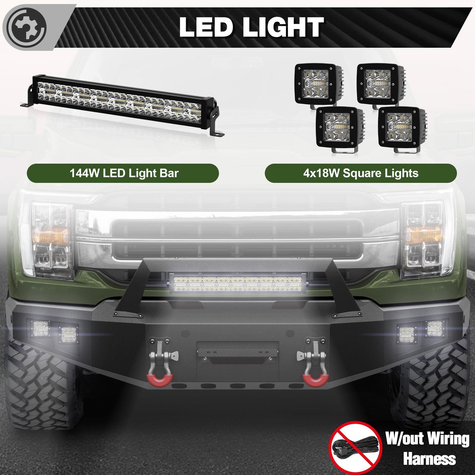 F150 Front Bumper Fits 2021 2022 2023 2024 Ford F150 w/Winch Plate (Excluding Lighting EV & Raptor) - nadiaauto