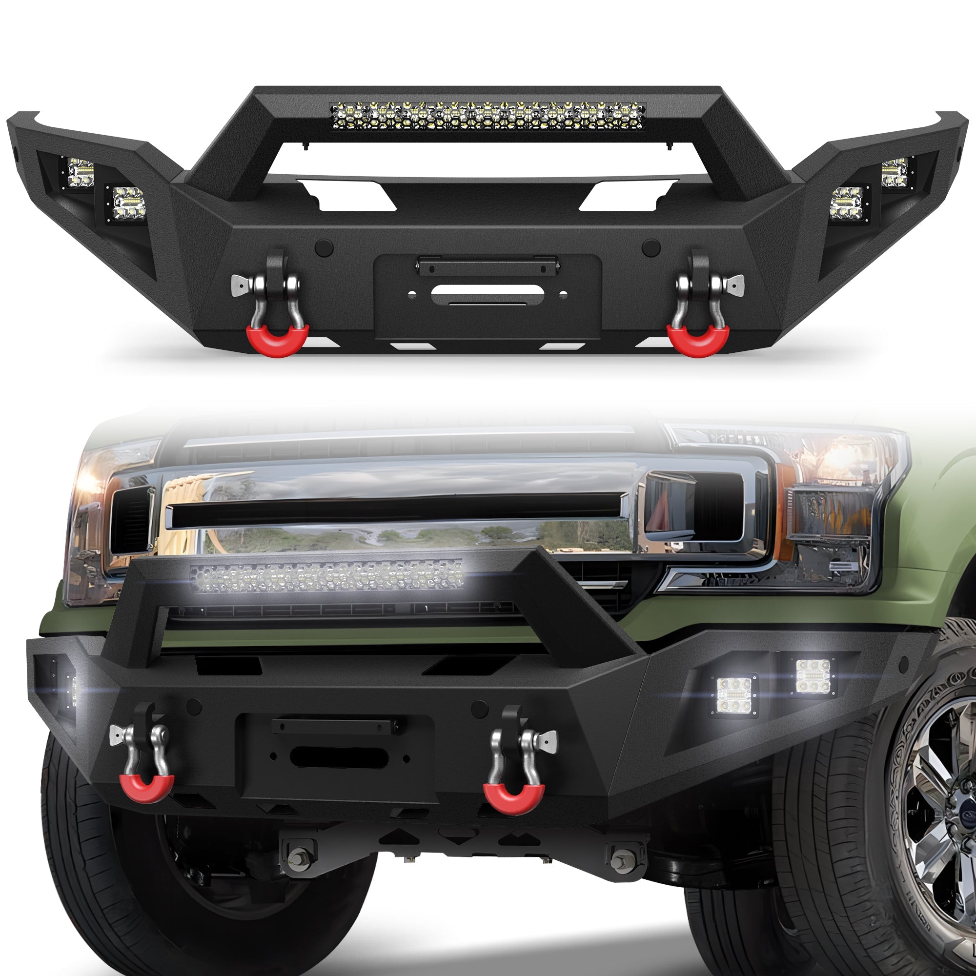 F150 Front Bumper for 2018 2019 2020 Ford F150 Pickup Trucks (Excluding Raptor) - nadiaauto