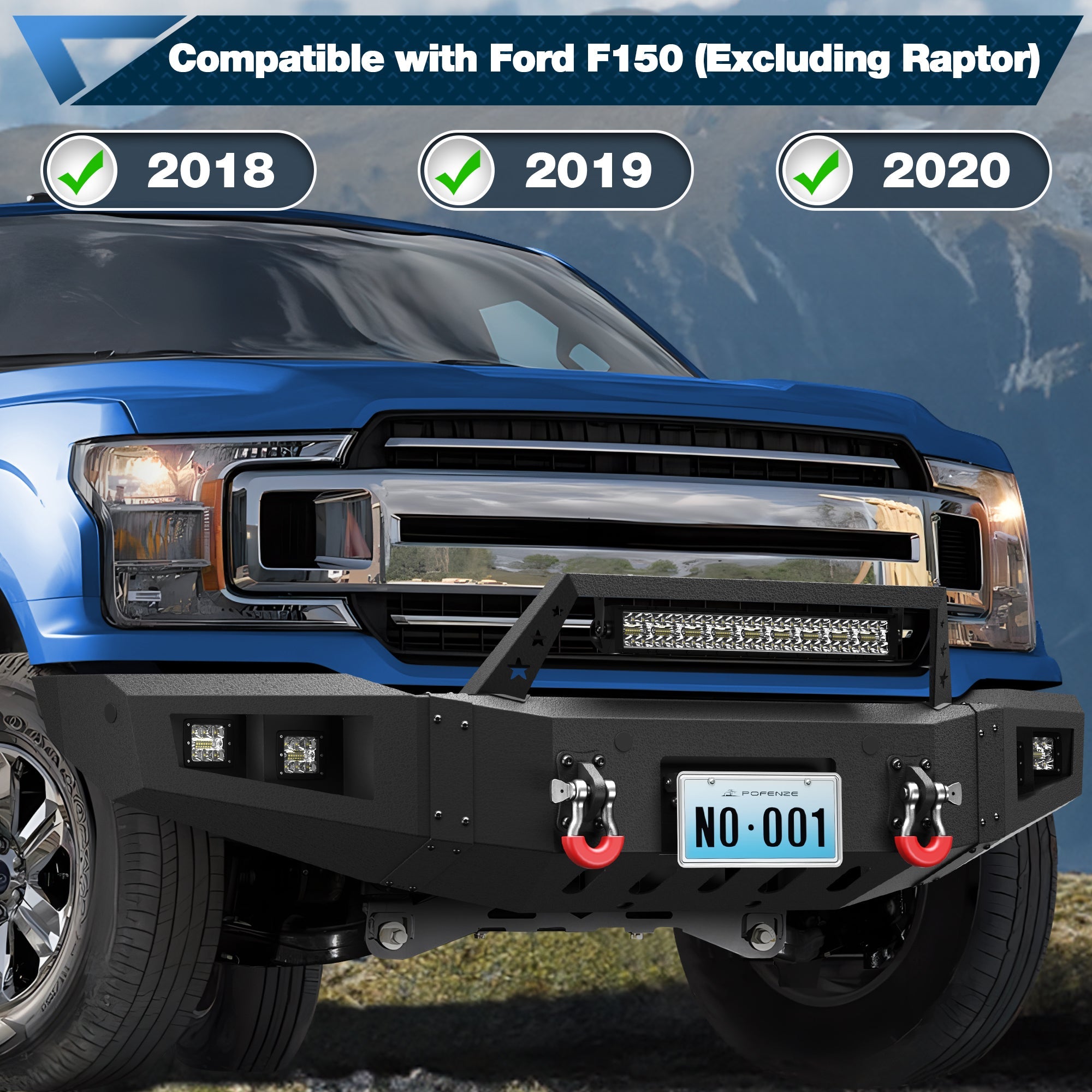 F150 Front Bumper for 2018 2019 2020 Ford F150 Pickup w/Winch Plate (Excluding Raptor) - nadiaauto