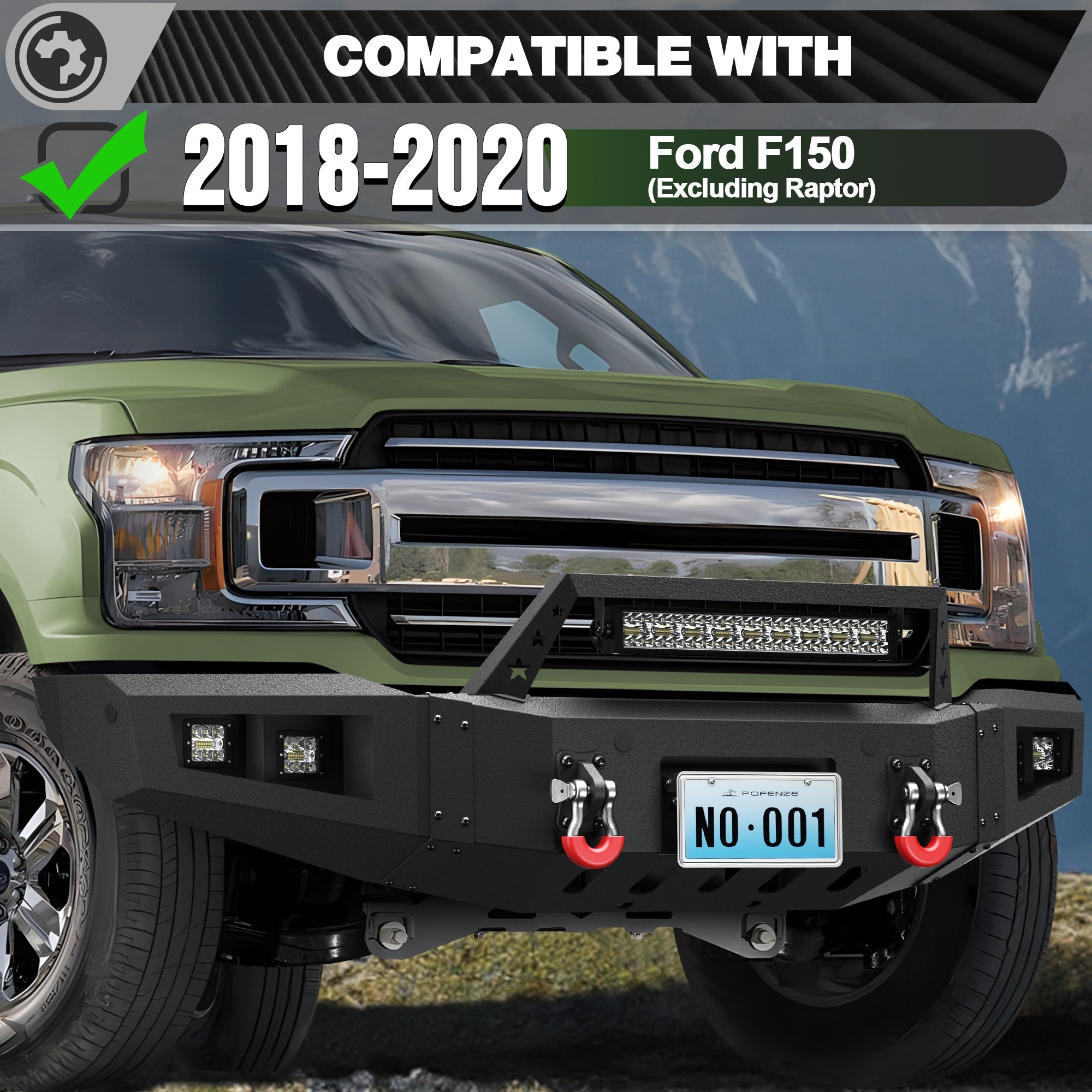F150 Front Bumper for 2018 2019 2020 Ford F150 Pickup w/Winch Plate (Excluding Raptor) - nadiaauto